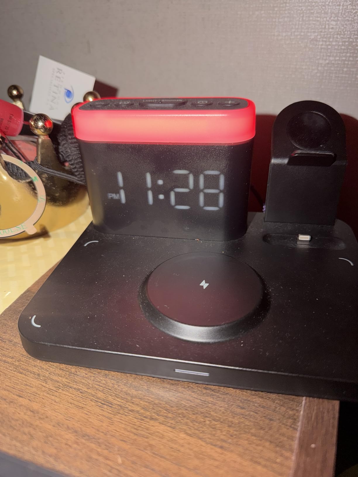 ANJANK Wireless Charging Station,5 in 1 Multiple Charger Stand with Alarm Clock,7 Night Light,Magnetic Charging Dock for iPhone 17 16 15 14 13 12 Pro Max Plus,Apple Watch 11/10/9/8,for Airpods,Bedroom customer photo 2