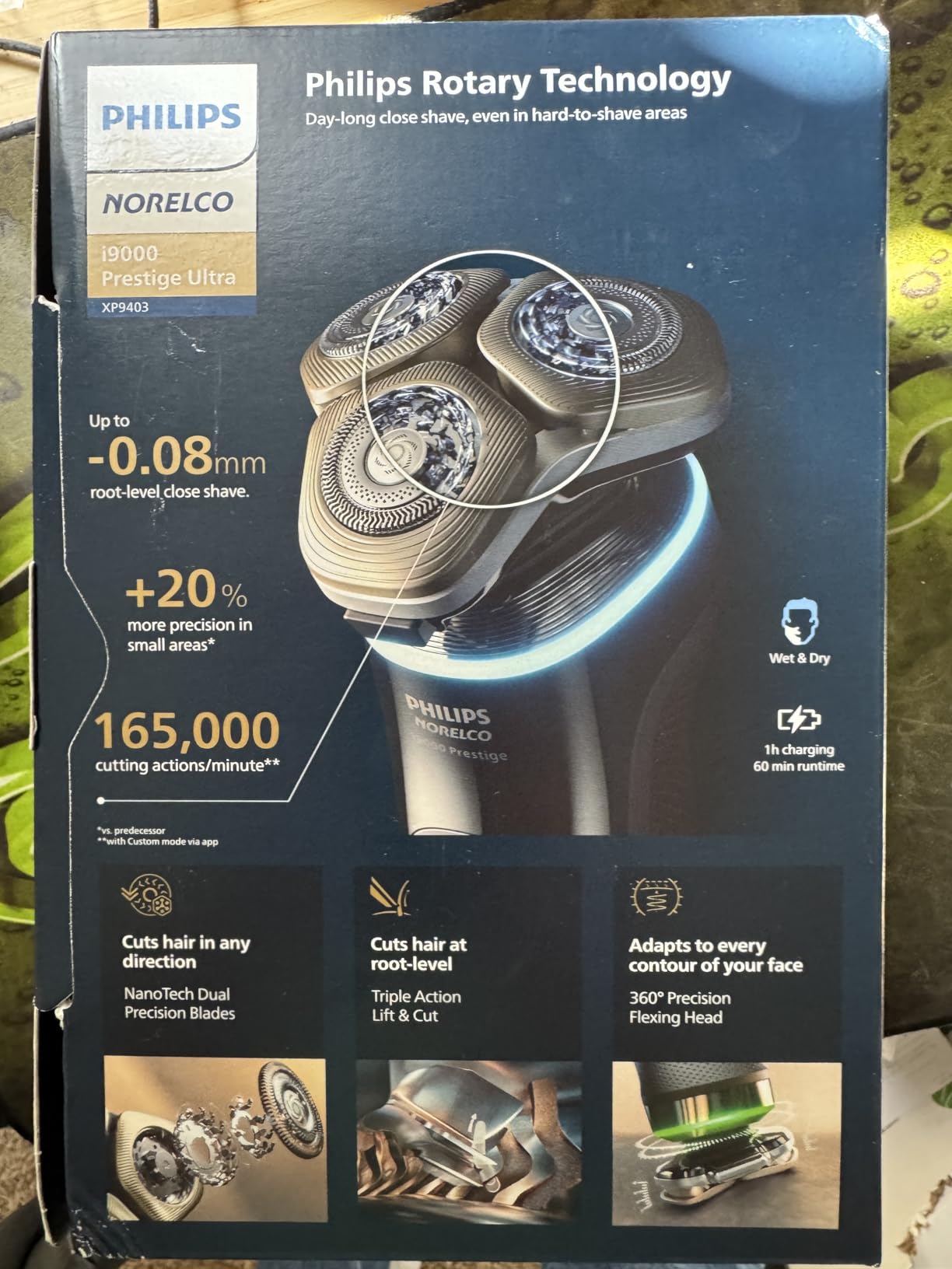 Philips Norelco i9000 Prestige Ultra Electric Shaver, White Gold | 360° Rotating NanoTech Precision Blades, SenseIQ Pro, 5 Shave Modes, Pressure & Motion Sensor, Beard Styler, XP9403/88 customer photo 1