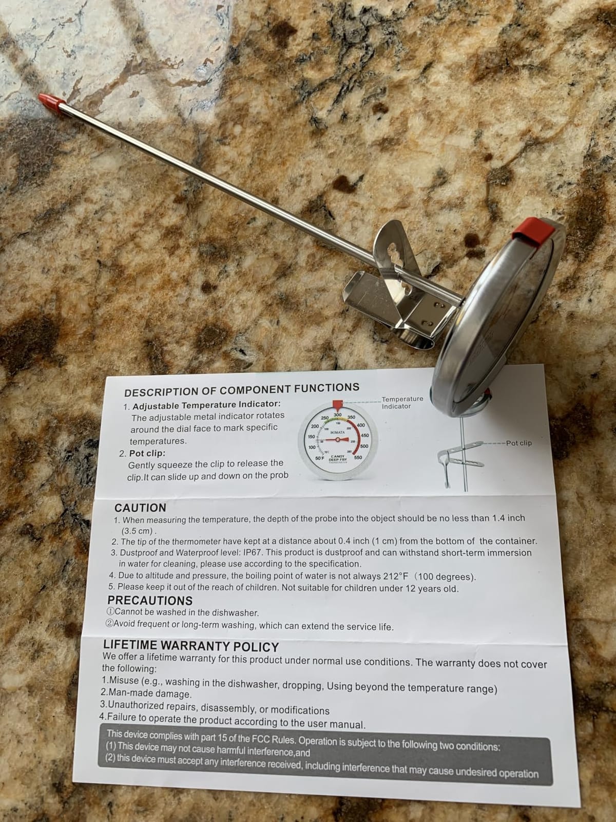 BOMATA 2-Pack Candy Thermometer with Pot Clip, IP67 Deep Fry Oil Thermometer | IP67 Waterproof, Hands-Free Use, 2.5