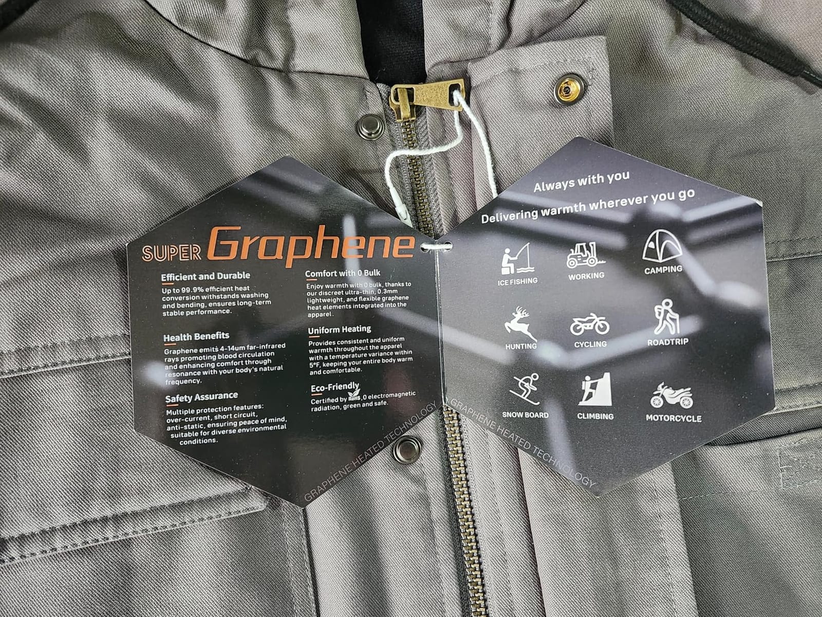 Graphene Heated Jacket For Men 12V 18400mAh Fast Charge Large Capacity Battery customer photo 2