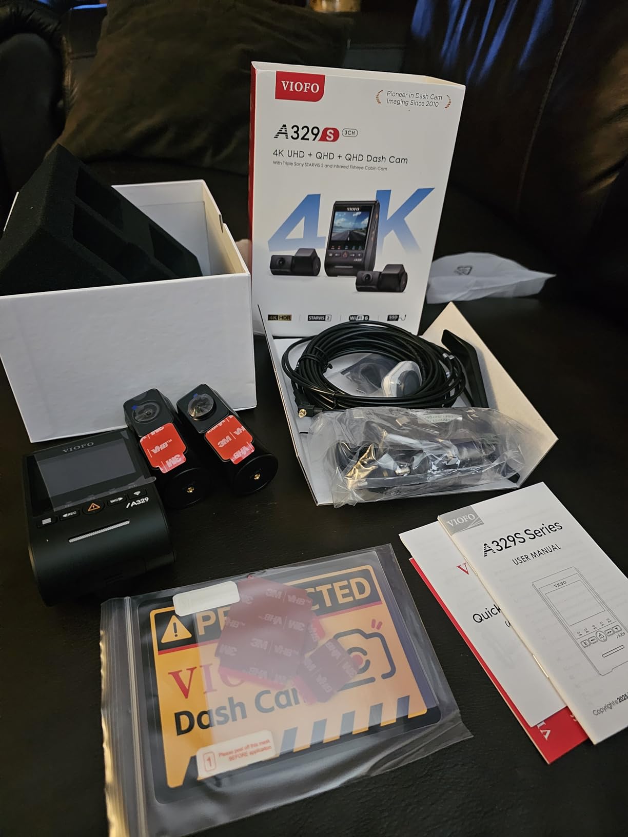 VIOFO A329S 4K 3 Channel Dash Cam, 4K Front + 2K Cabin Fisheye (210) + 2K Rear, Power Saving Parking Mode, Wi-Fi 6 App Control, All-Channel STARVIS 2 Sensors, Supports up to 4TB SSD Storage customer photo 1