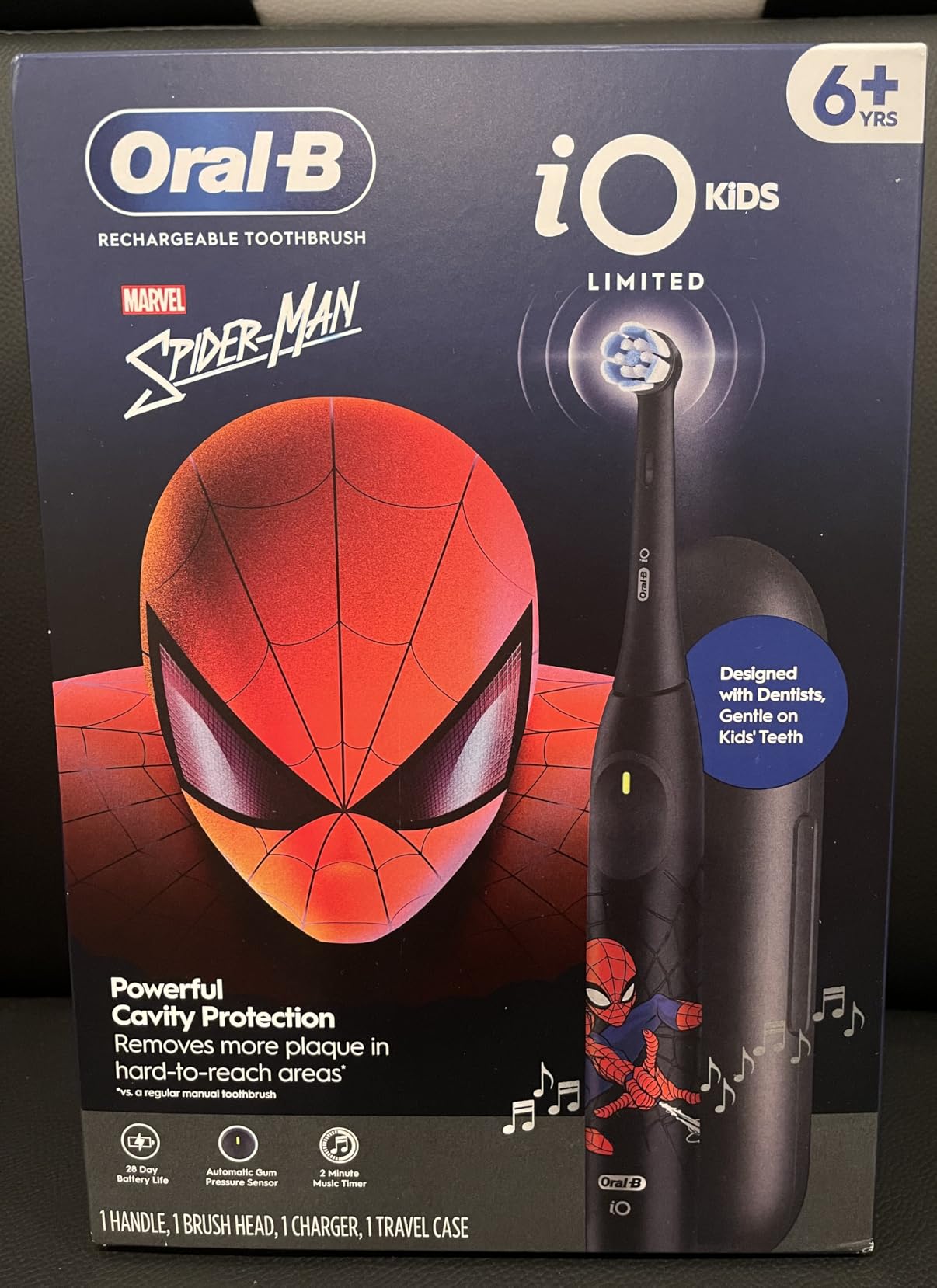 Oral-B iO Kids Limited Rechargeable Electric Powered Toothbrush, Spiderman with 1 Gentle Care Brush Head, Automatic Pressure Sensor to Protect Gums, 3 Cleaning Settings, 2 Min Music Timer customer photo 2