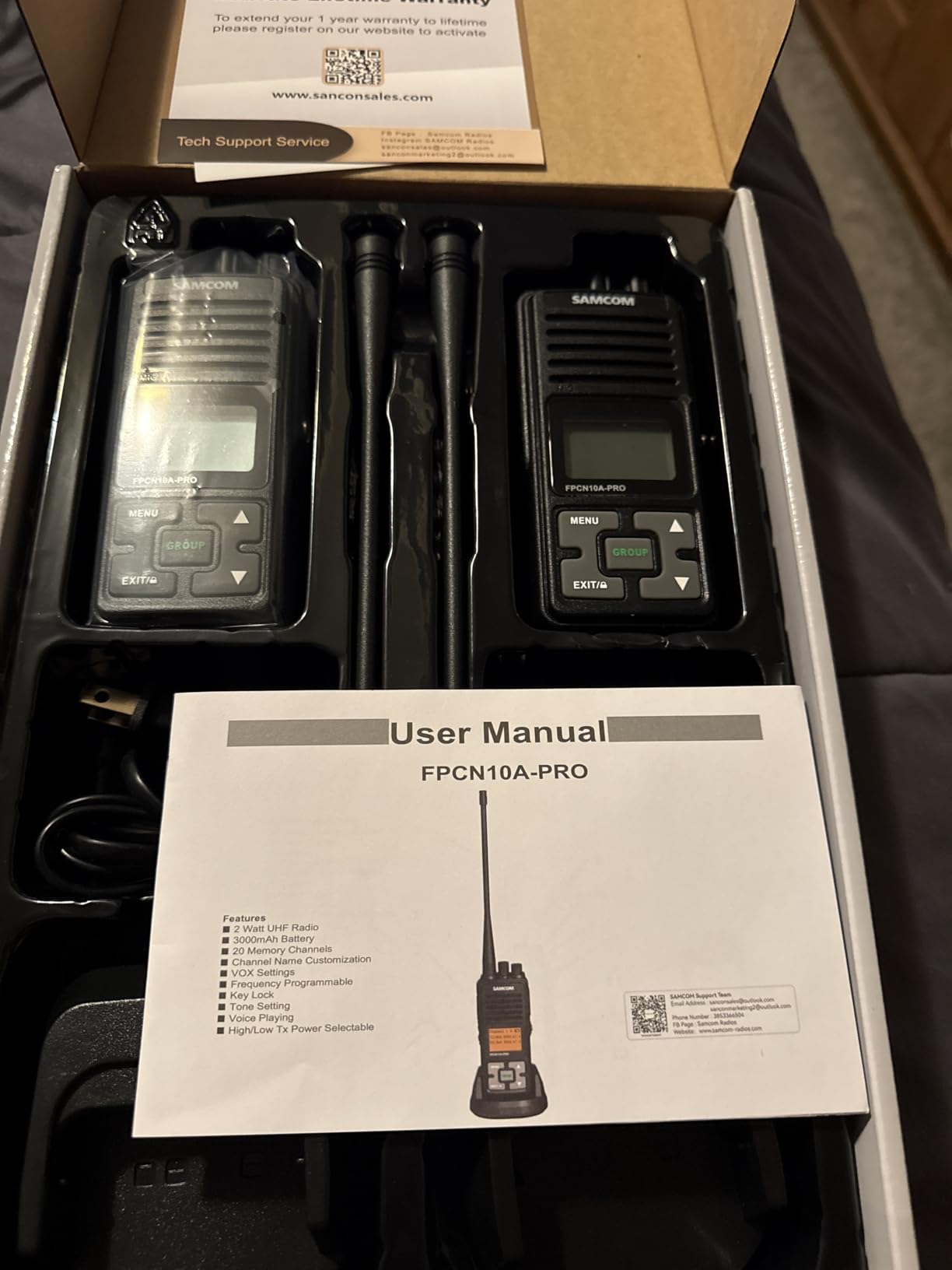 SAMCOM FPCN10A-PRO Long Range 2 Way Radios UHF Walkie Talkies (2 Pack) | Rugged Two-Way Radios with Earpiece, Customize Channel Names for Business School Construction Warehouse Hotel Security customer photo 1