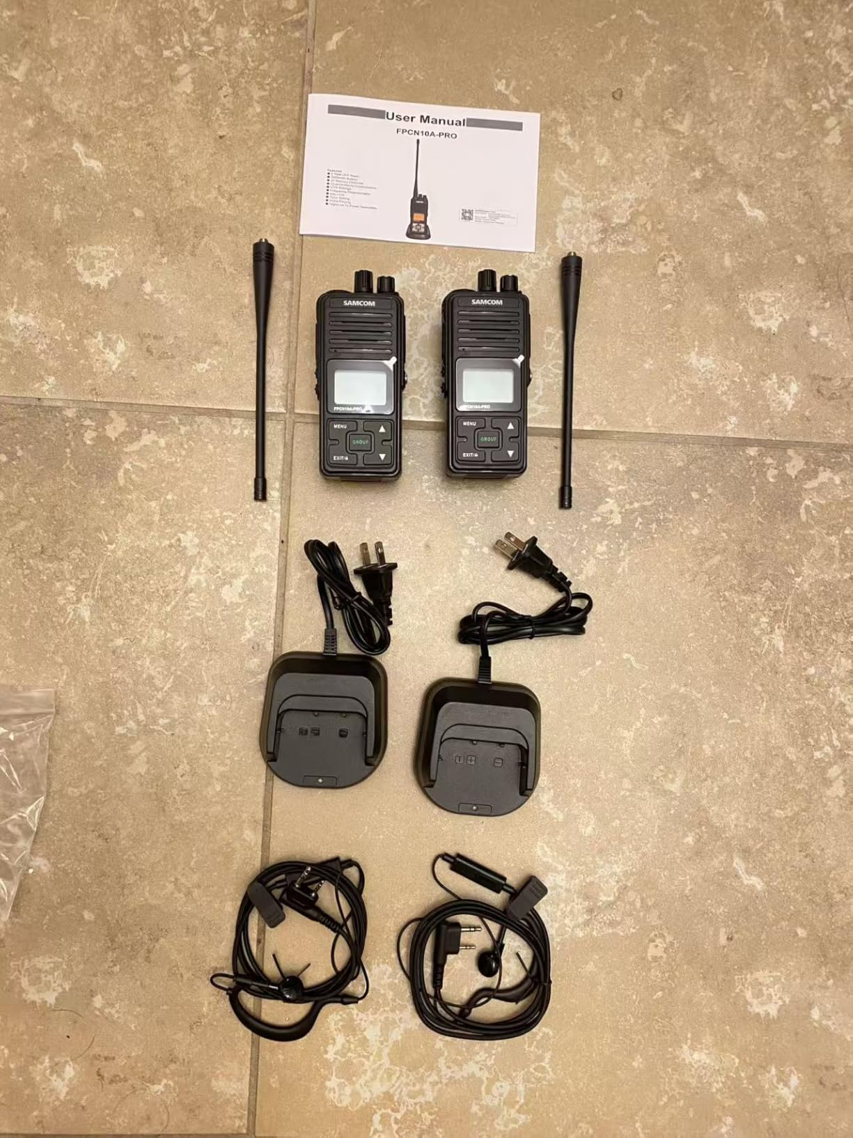 SAMCOM FPCN10A-PRO Long Range 2 Way Radios UHF Walkie Talkies (2 Pack) | Rugged Two-Way Radios with Earpiece, Customize Channel Names for Business School Construction Warehouse Hotel Security customer photo 2