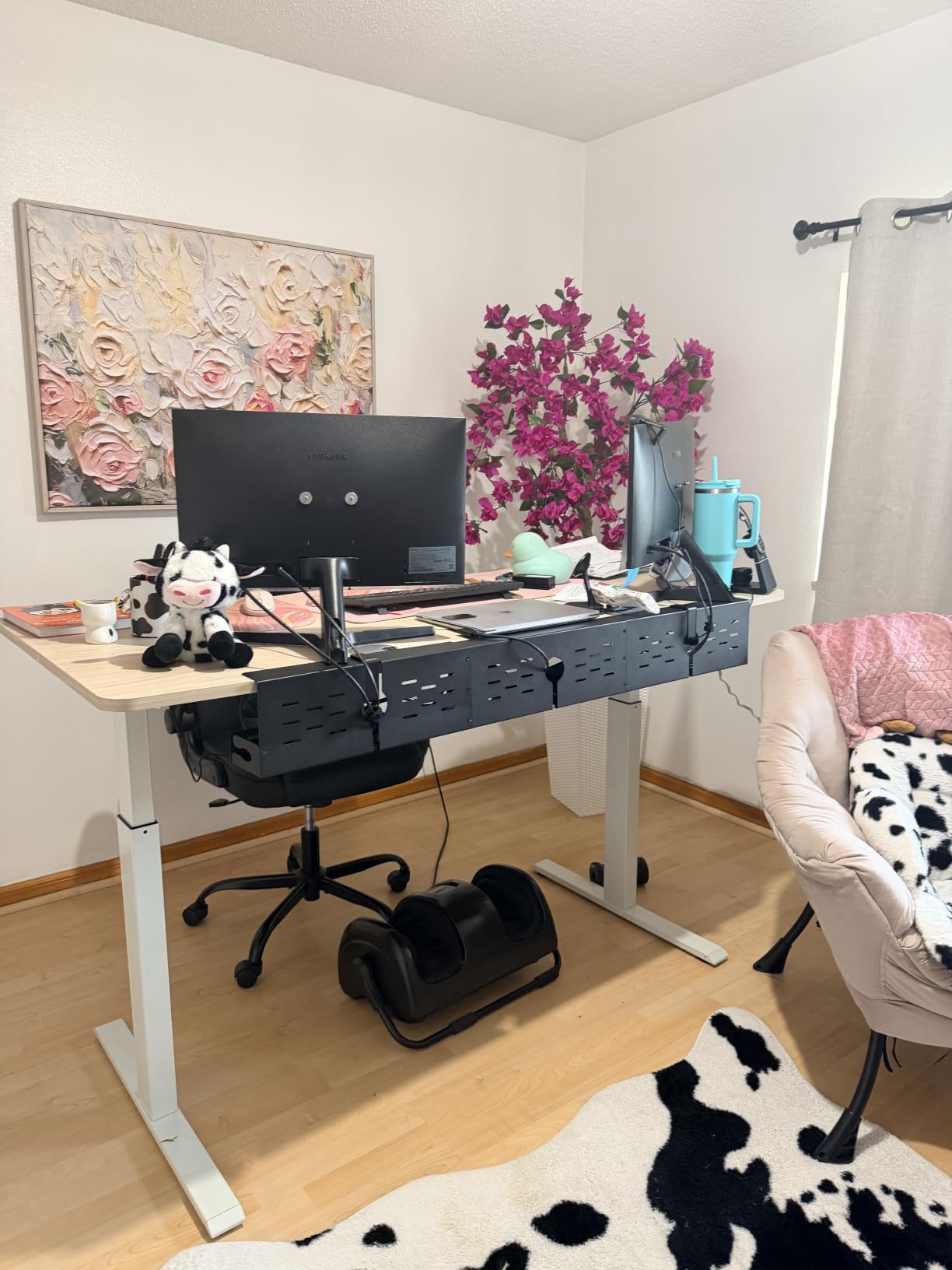 Univivi Under Desk Cable Management Tray, Cable Management, 32 inch, Black | Durable Steel Material, Under Desk Cable Tray with No-Drill C-Clamp and Screw Mount, Wire Management for Office/Home customer photo 2