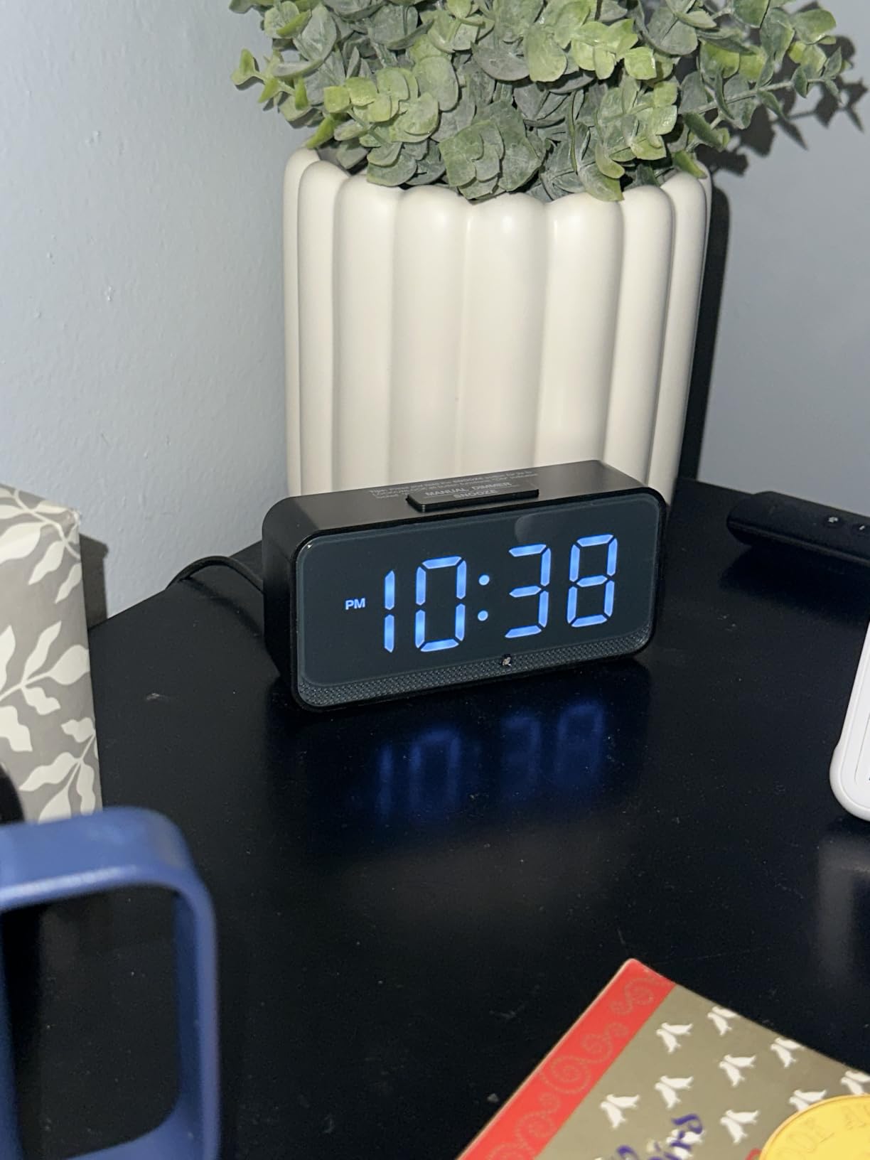 Battery Operated Small Alarm Clock: Compact Cordless Design | Digital Large Display Clock for Bedrooms Desks and Travel - Simple to Use for Seniors Teens (White Digits) customer photo 1