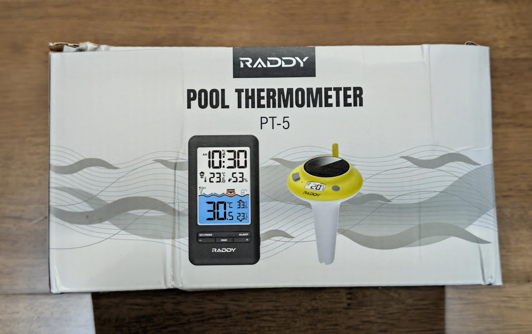 Raddy PT-5 WiFi Floating Pool Thermometer with App Control | Wireless indoor display, IPX8 waterproof, solar & USB-C rechargeable, for spa & pool customer photo 1