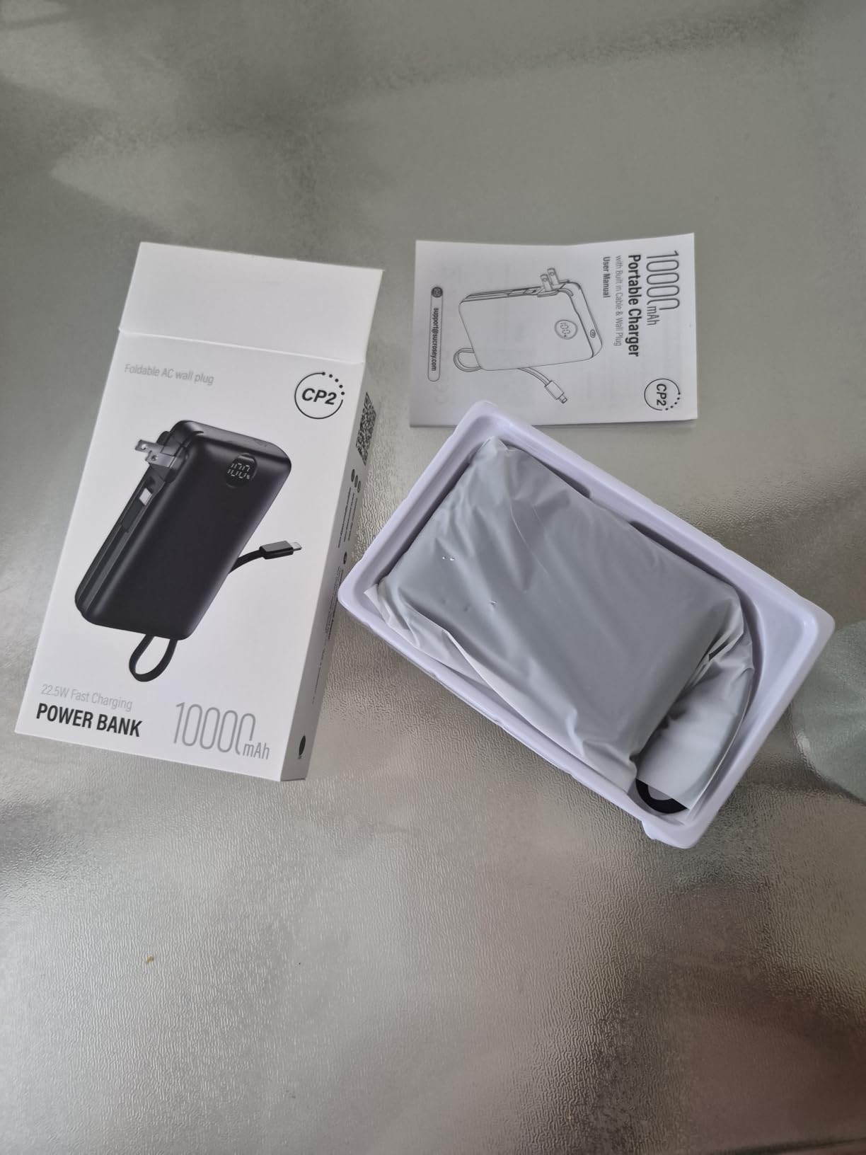 Portable Charger Power Bank 10000mAh, 45% Smaller Built-in Cables & AC Plug | Built-in Cables & AC Plug, 22.5W Fast Charging, 4-Device Charging, Travel Essential, for iPhone, iPad & Samsung Galaxy, Black customer photo 2