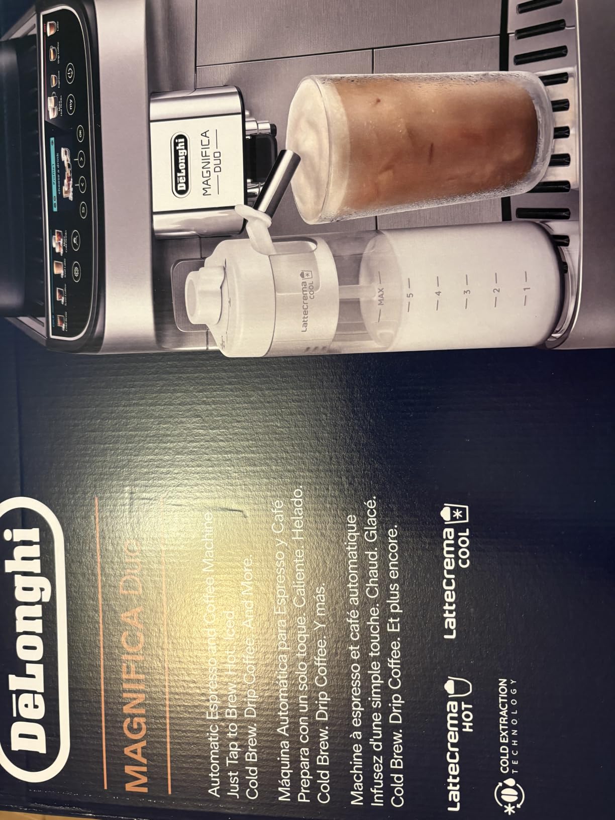 De'Longhi Magnifica Duo Automatic Espresso Machine, Milk Frother, Silver | 20 One-Touch Recipes, Hot & Cold Milk Frother, Built-In Grinder, Touchscreen Display customer photo 1