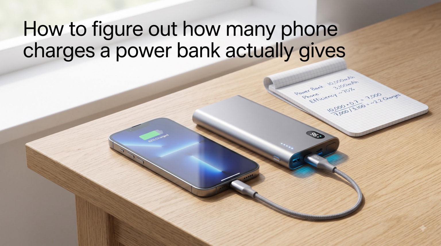 How to figure out how many phone charges a power bank actually gives