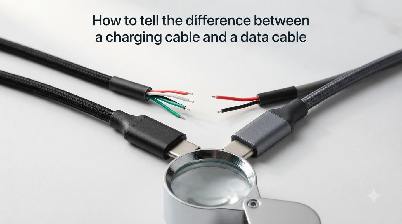 How to tell the difference between a charging cable and a data cable