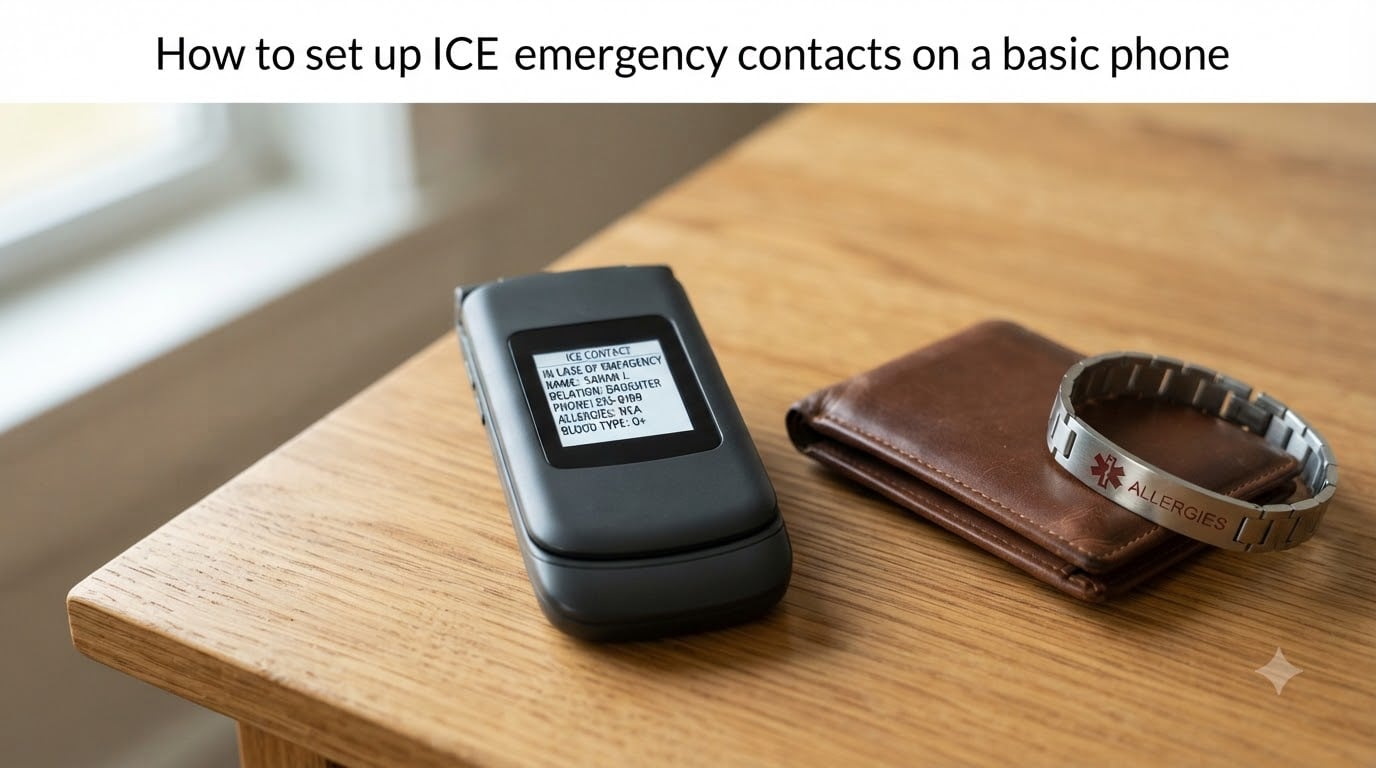 How to set up ICE emergency contacts on a basic phone