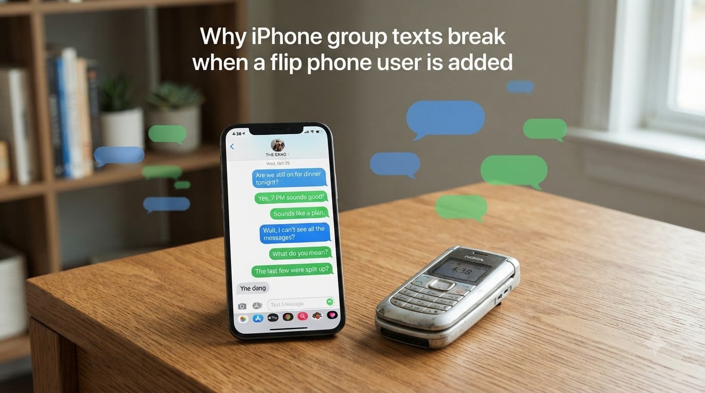 Why iPhone group texts break when a flip phone user is added