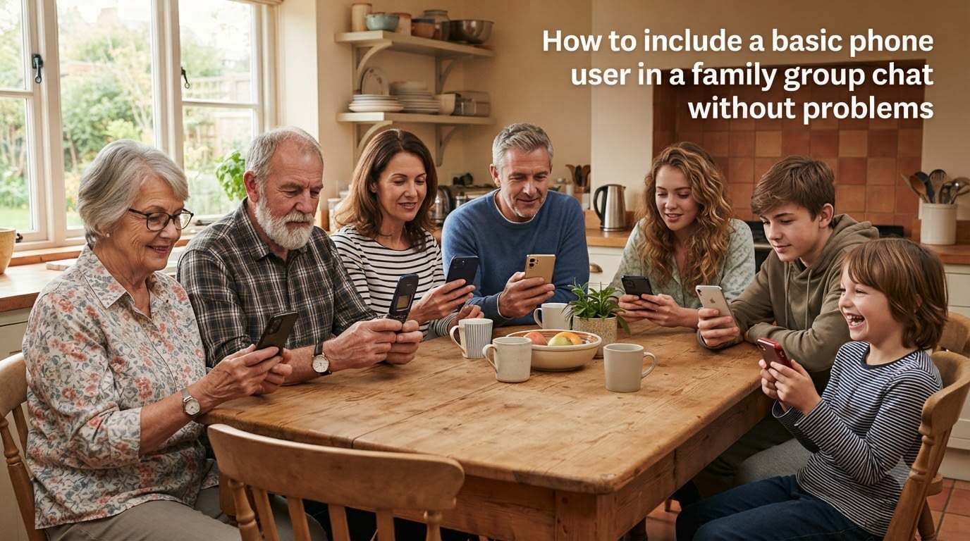 How to include a basic phone user in a family group chat without problems