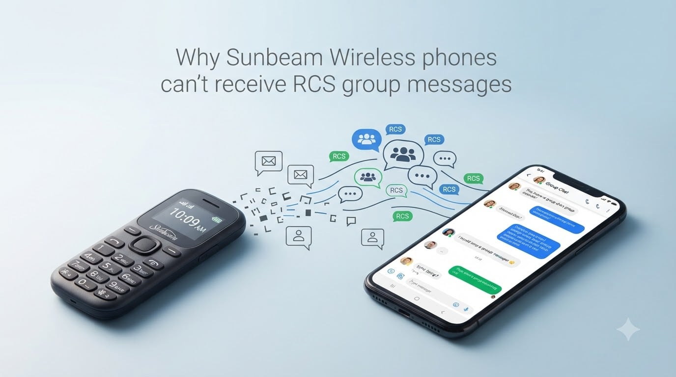 Why Sunbeam Wireless phones can't receive RCS group messages