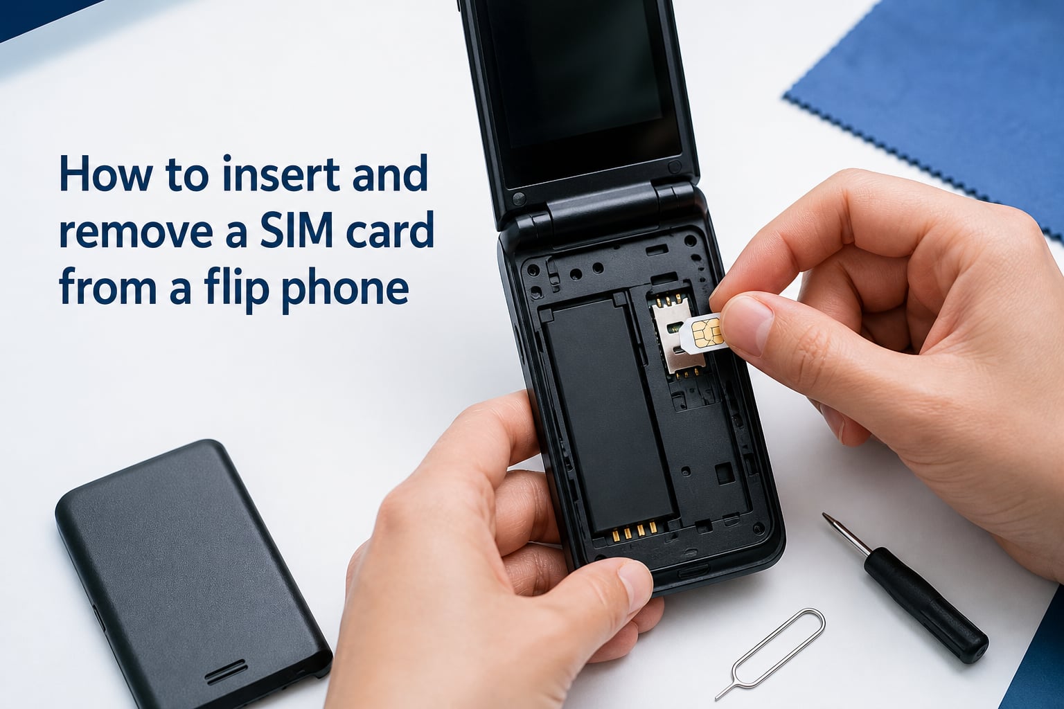 How to insert and remove a SIM card from a flip phone