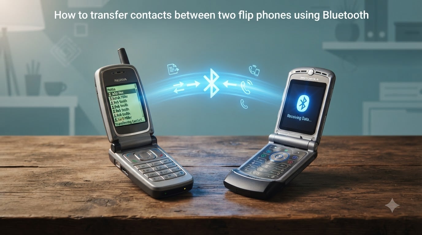 How to transfer contacts between two flip phones using Bluetooth