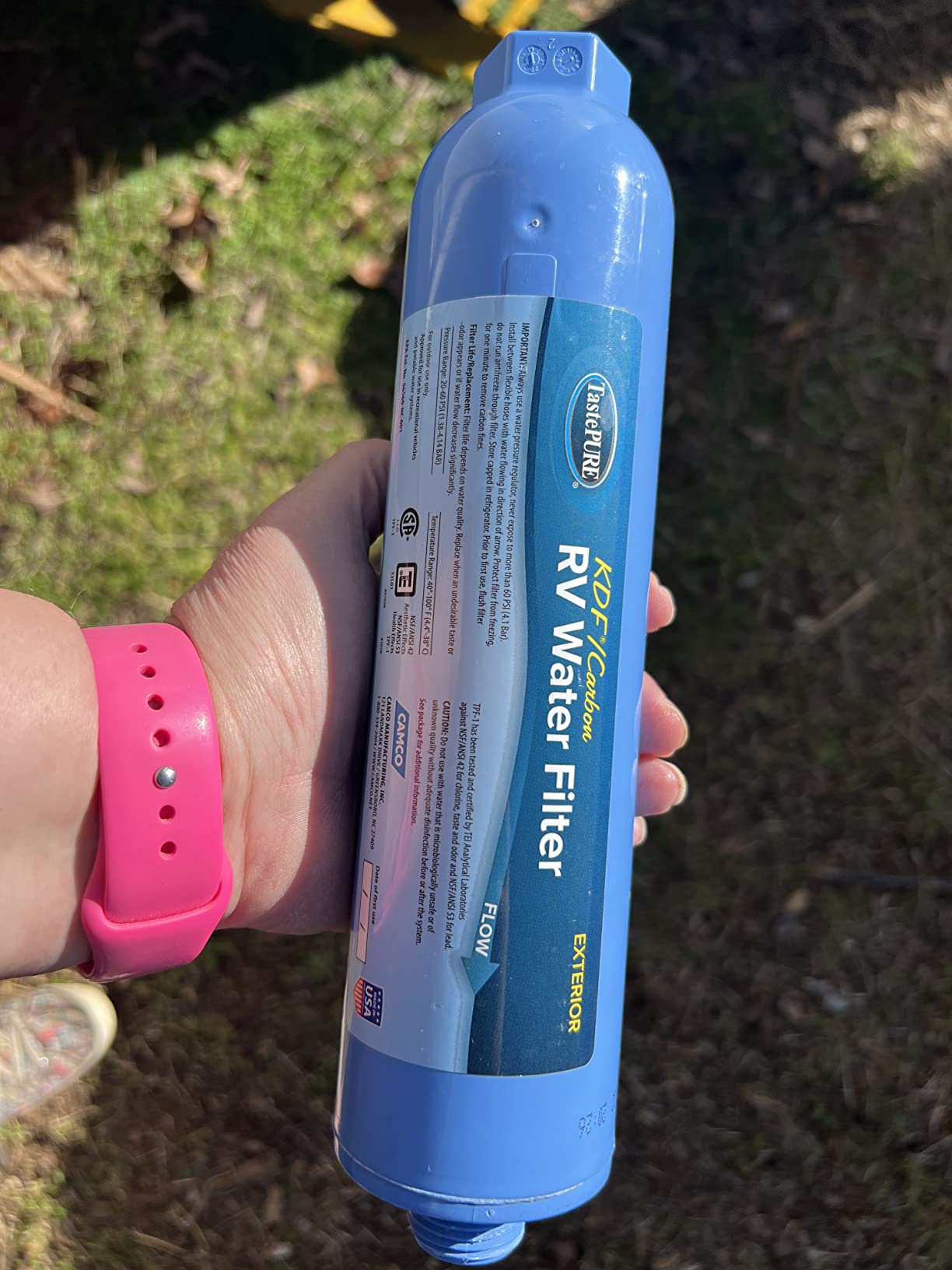 Camco Tastepure RV Water Filter - GAC & KDF Filtration - Made in the USA | Advanced RV Inline Water Filter with Flexible Hose Protector - Camping Essentials for Fresh Drinking Water (40043) customer photo 1