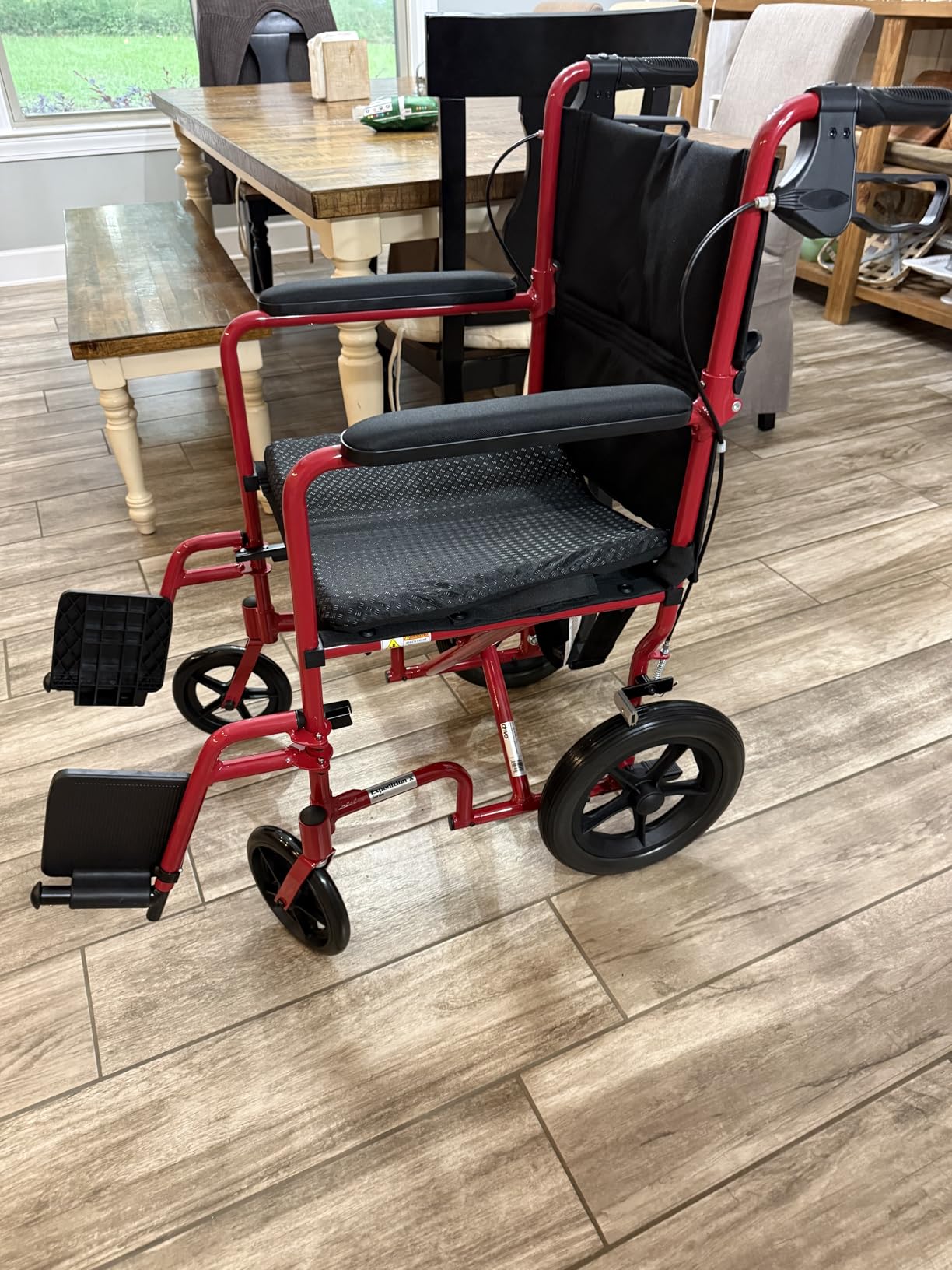 Lightweight Expedition Transport Wheelchair with Hand Brakes, Red customer photo 1