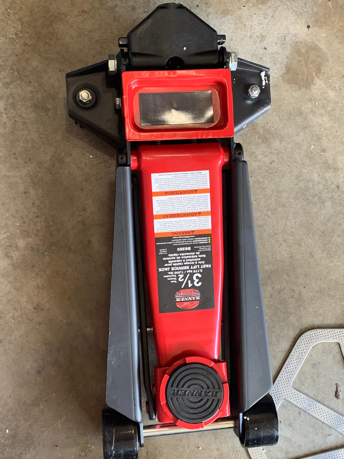 Blackhawk B6350 Black/Red Fast Lift Service Jack - 3.5 Ton Capacity, 28 1/2