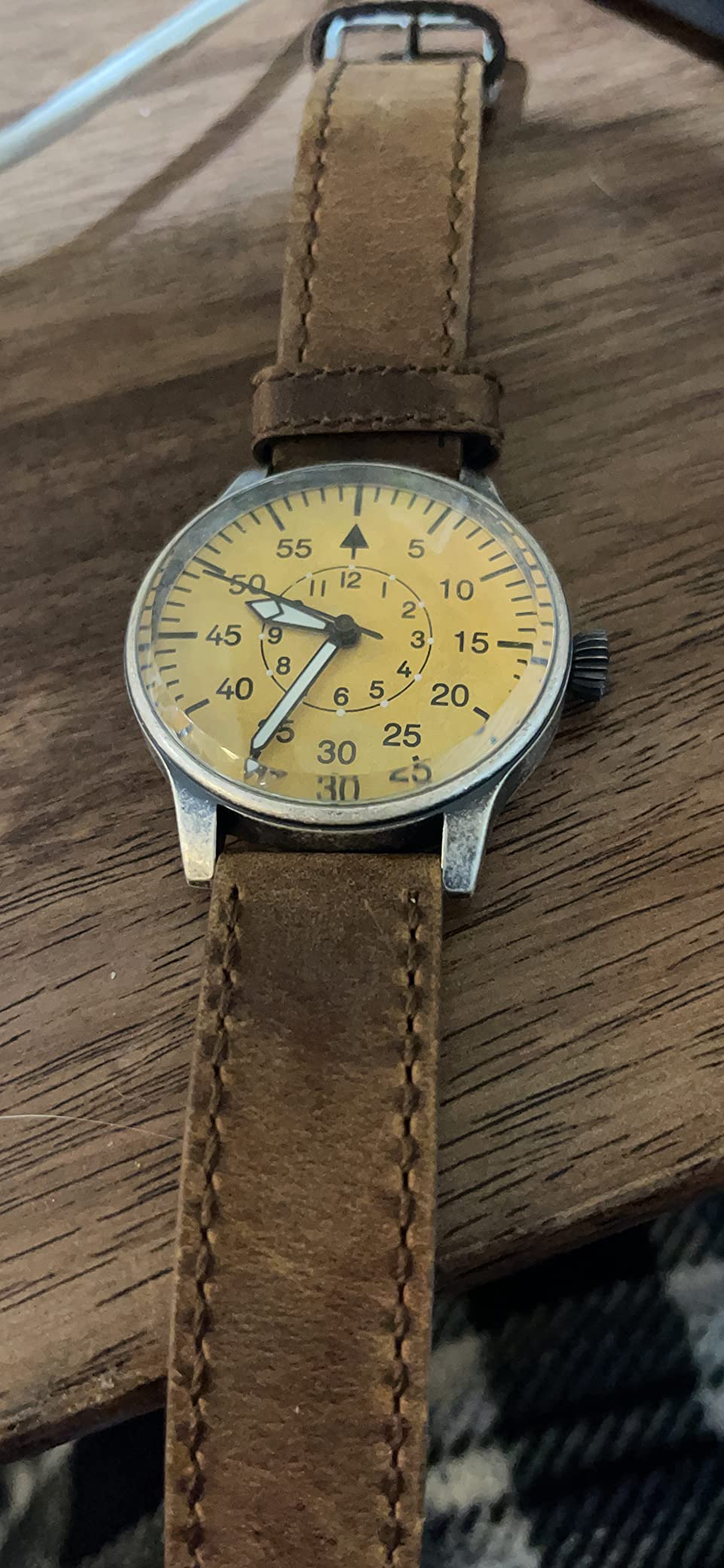 Mil-Tec Luftwaffe Me109 Aviator Vintage German WW2 Flieger Pilot Mens Watch - Military Easy to Read Calfskin Brown Leather Strap 3 Atm Analog Quartz customer photo 1