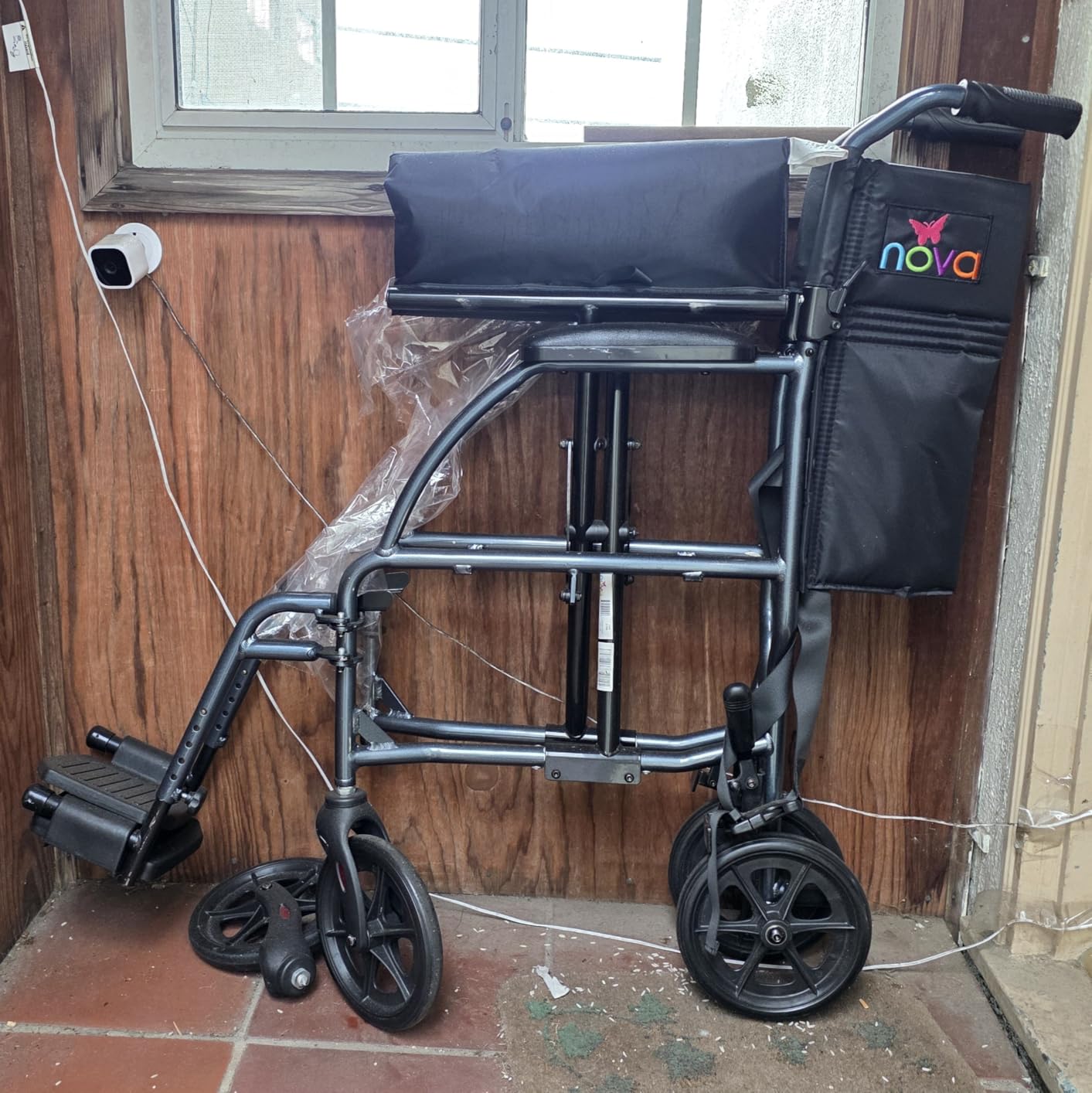 NOVA Ultra Lightweight Transport Wheelchair for Adults, Foldable Travel Wheelchair with 19” Seat Width, Compact Design, Easy to Carry, Blue customer photo 1