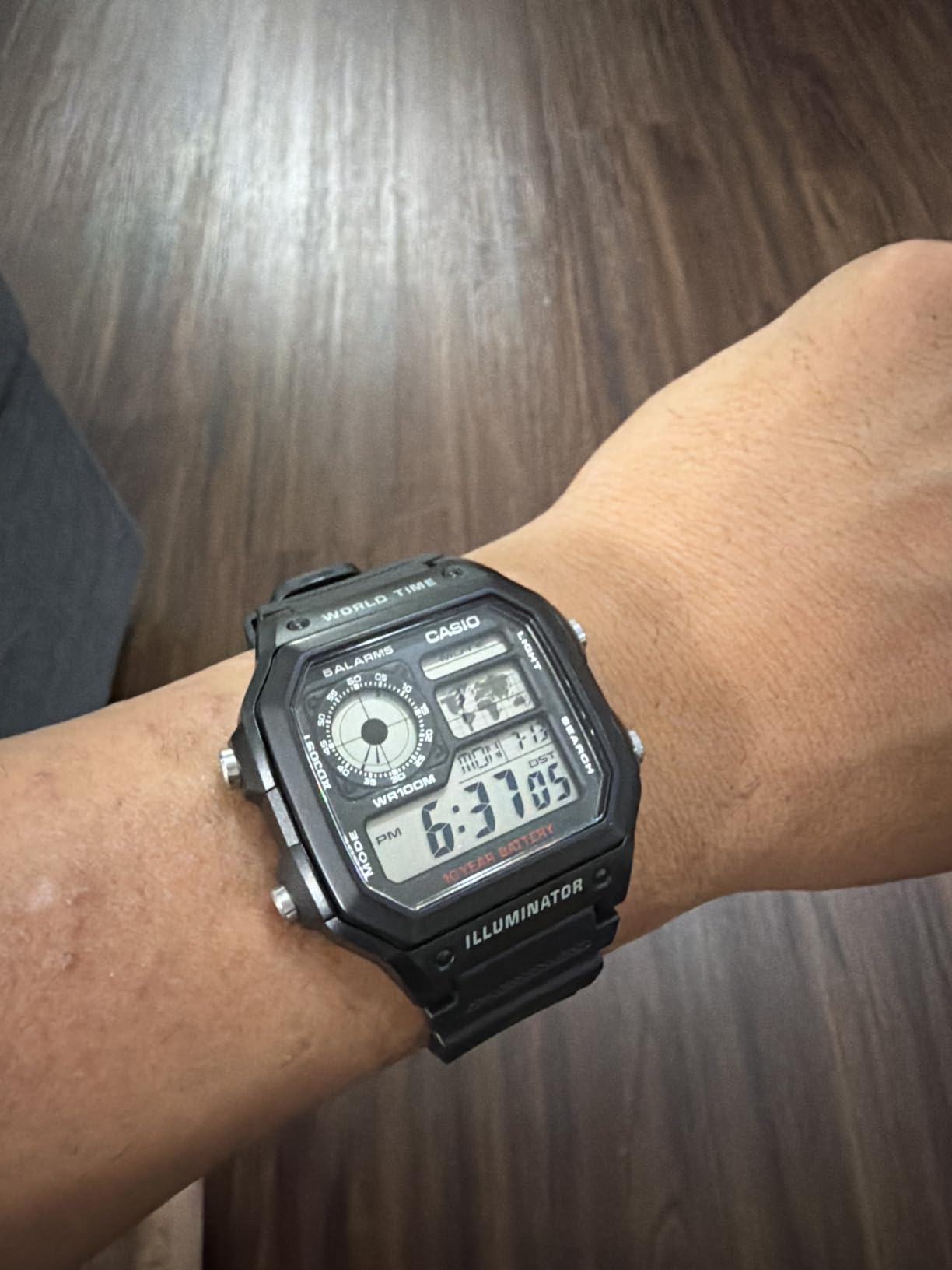 Casio AE1200WH Series | Men’s Digital Watch | 100M WR | Multi Alarms | 100 SEC Stopwatch | Countdown Timer | World Map for World Time | LED Light | LC Analog Display | 10 Year Battery customer photo 1
