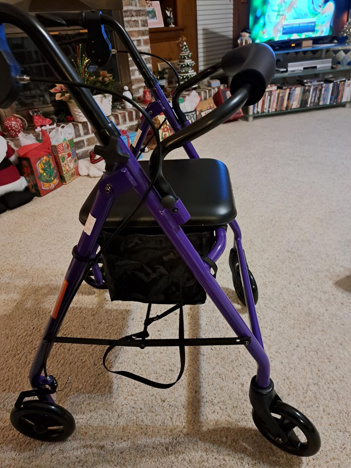 Medline Aluminum Rollator Walker with Seat, Purple, 250 lb. Weight Capacity, Lightweight, 6” Wheels, Foldable, Adjustable Handles, Rolling Walker for Seniors customer photo 2