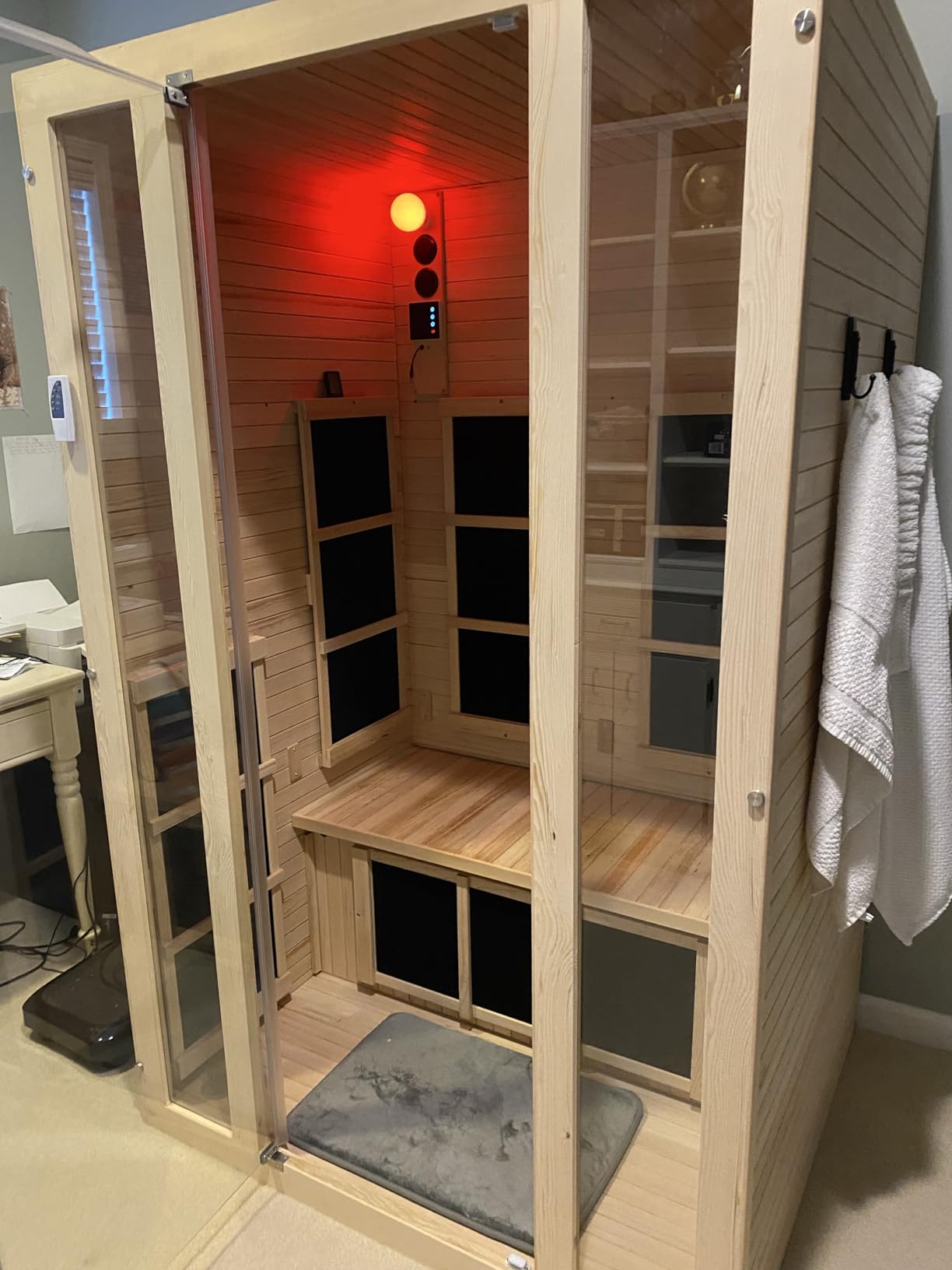 JNH Lifestyles Joyous 2 Person Low EMF 7 Carbon Heating Panel Far Infrared Sauna in Canadian Hemlock Wood with Bluetooth, MP3 Aux Connection customer photo 2