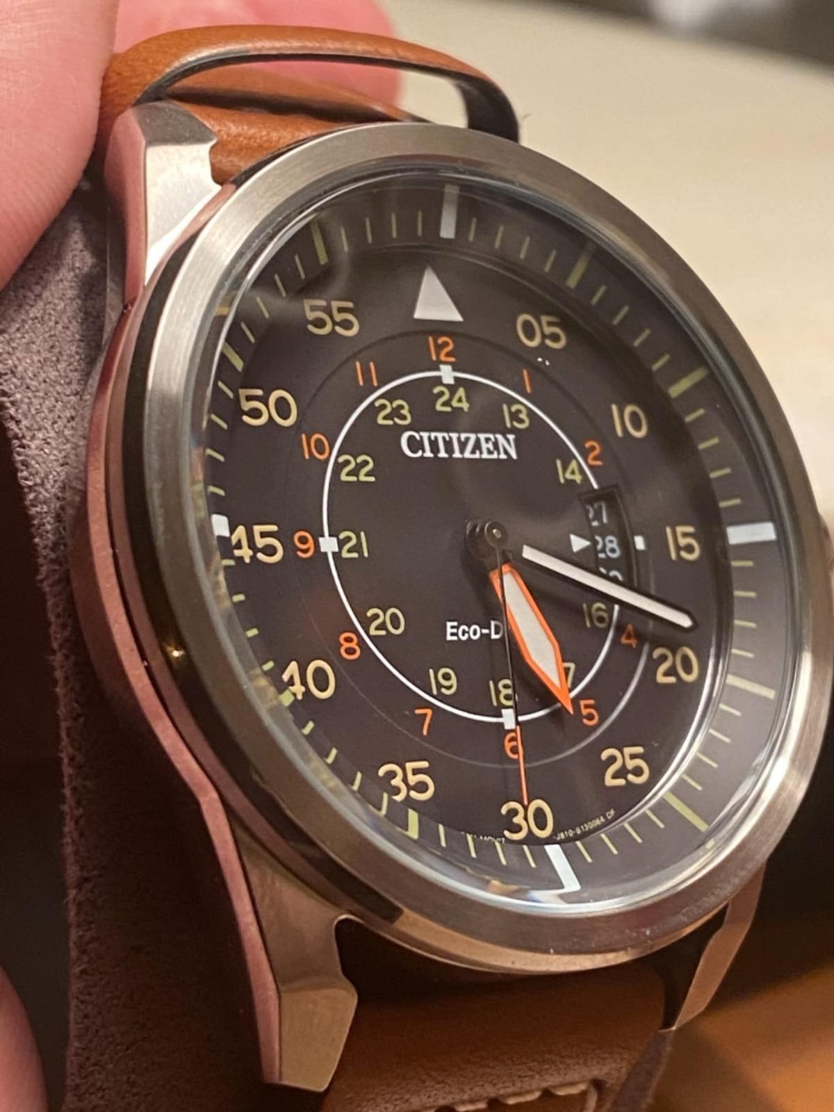 Citizen Men’s Eco-Drive 3-Hand Date Avion Watch with Leather Strap (Style: AW1361:10H) customer photo 2