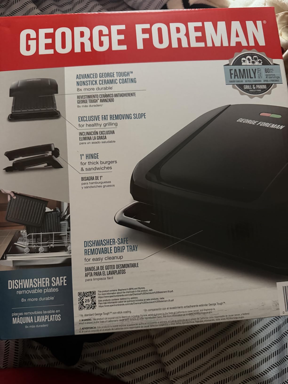George Foreman 4-Serving Indoor Grill with Removable Plates | Removable nonstick plates, fast heat-up and grease-reducing design for easy indoor grilling and cleanup customer photo 1