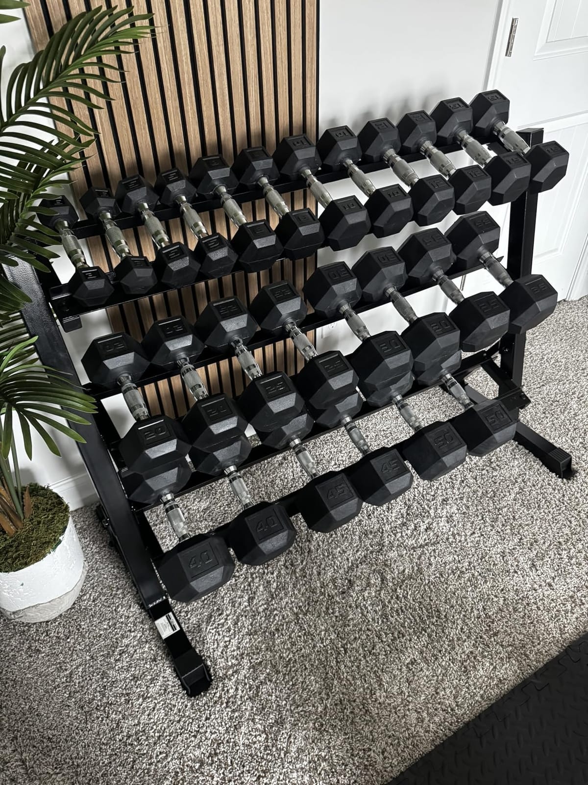 CAP 2-Tier & 3-Tier Dumbbell Rack for Home Gym, Heavy-Duty Steel Weight Storage Rack for Hex Dumbbells, Holds 5-35lb 5-50lb 5-75lb Dumbbell Pairs, Multiple Sizes & Capacities customer photo 2