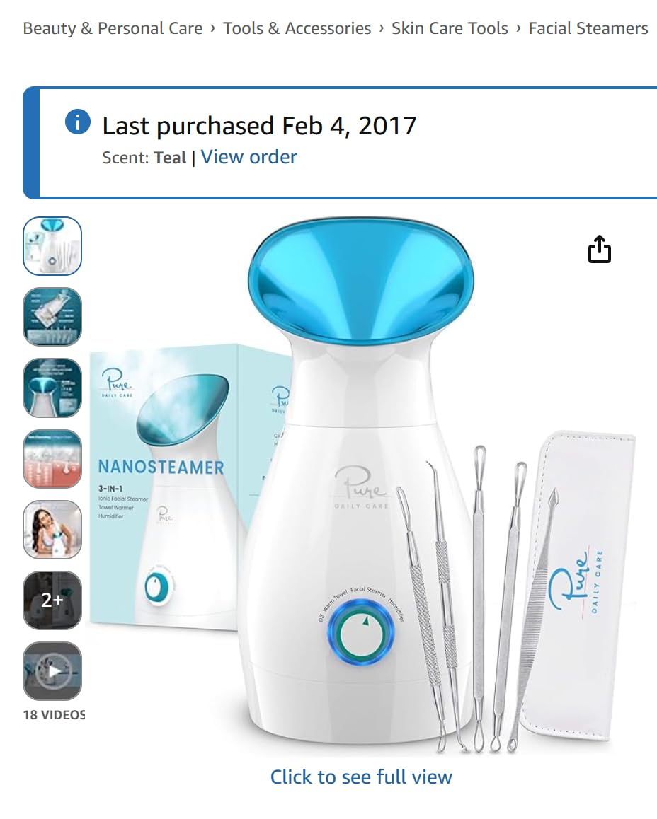 Pure Daily Care NanoSteamer Large 3-in-1 Nano Ionic Facial Steamer with Precise Temp Control - Humidifier - Unclogs Pores - Blackheads - Spa Quality - Bonus 5 Piece Stainless Steel Skin Kit (Teal) customer photo 1