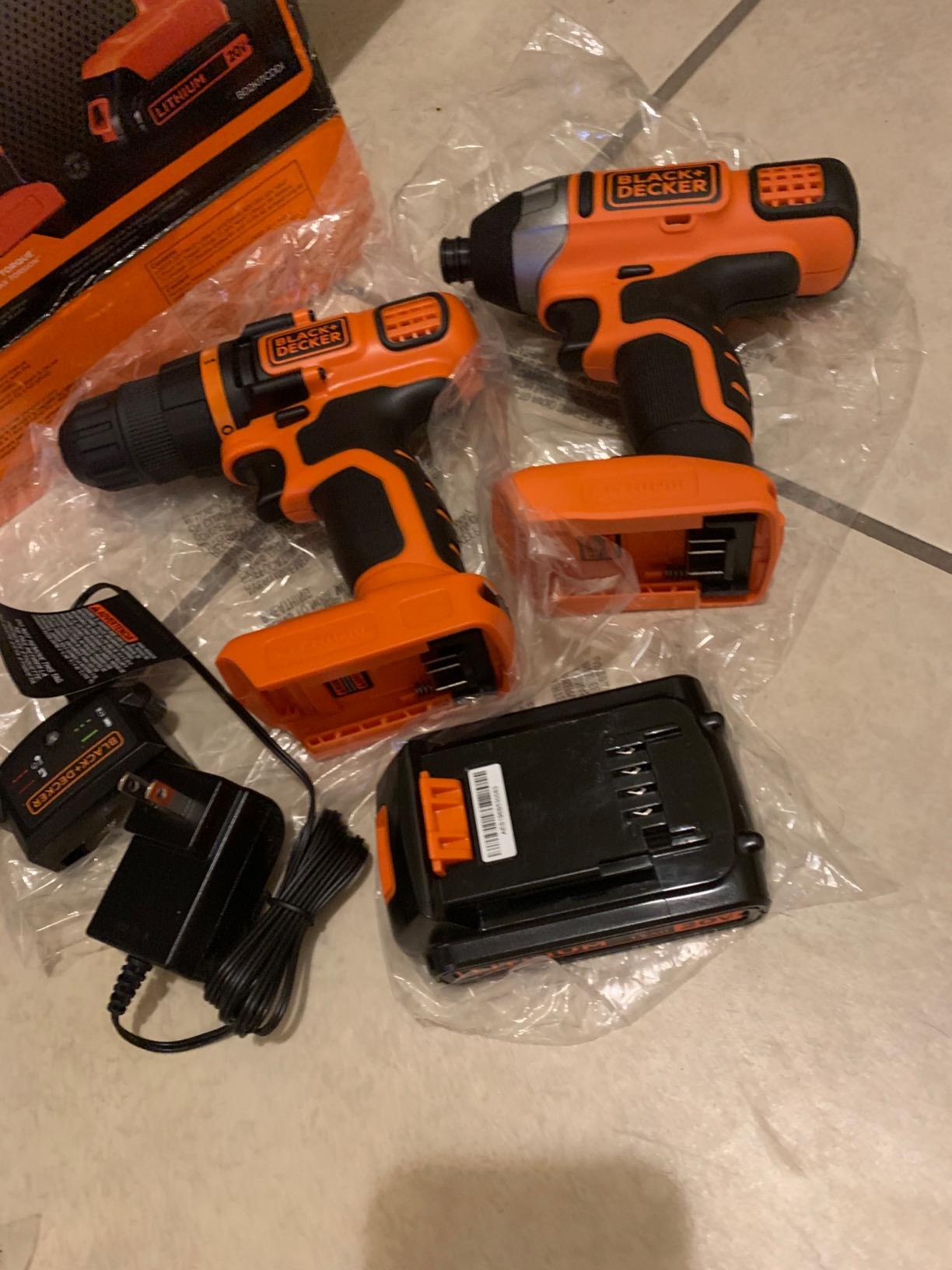 BLACK+DECKER 20V MAX Cordless Drill and Impact Driver, Power Tool Combo Kit with Battery and Charger (BD2KITCDDI) customer photo 2
