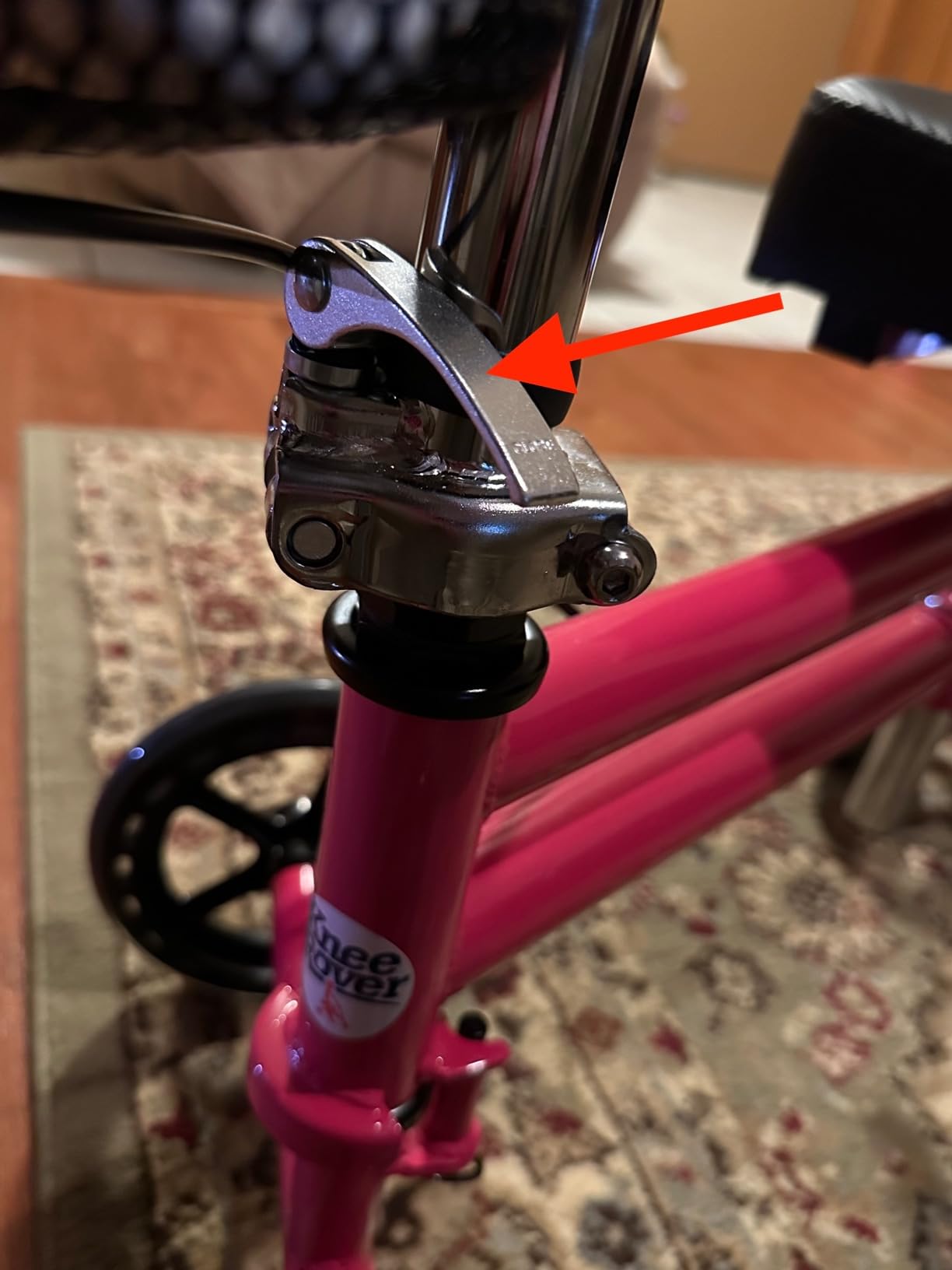 KneeRover Steerable Knee Scooter – Foldable Mobility Aid & Knee Walker with Basket for Adults, Adjustable Handlebar and Comfortable Knee Pad (Hot Pink) customer photo 2