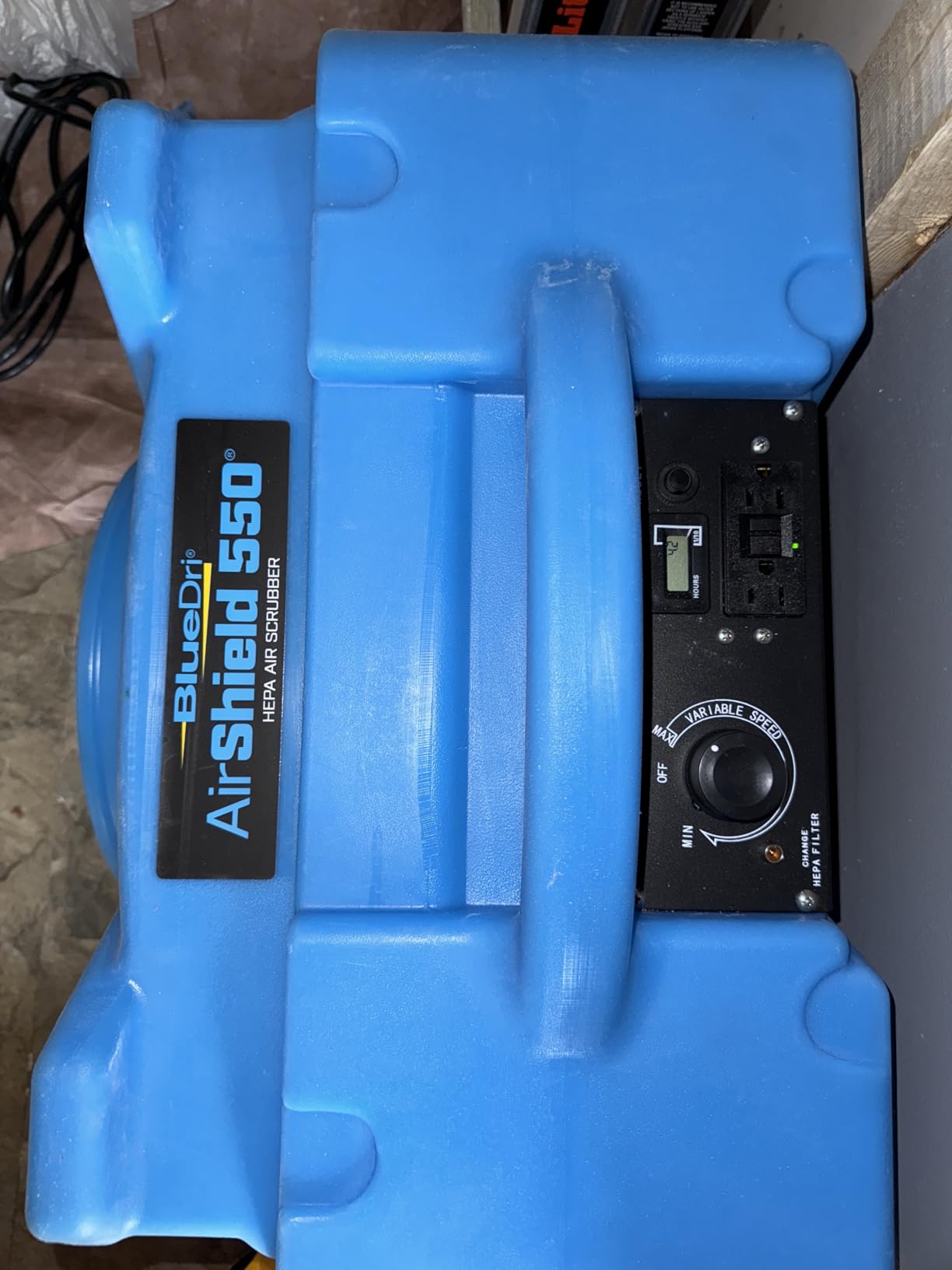 BlueDri Air Shield 550 HEPA Air Scrubber, Water Damage Restoration Equipment Air Purifier, Covers 1400 Sq. Ft, Daisy Chain Capable, For Commercial Use, Blue, BD-AS-550 customer photo 1