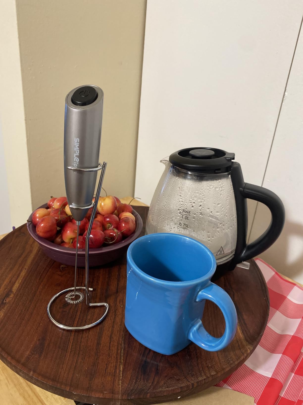 SIMPLETASTE Milk Frother Handheld Electric Foam Maker Battery Operated | Drink Mixer with Stainless Steel Whisk for Cappuccino, Bulletproof Coffee, Latte, Gray, with Stand customer photo 1