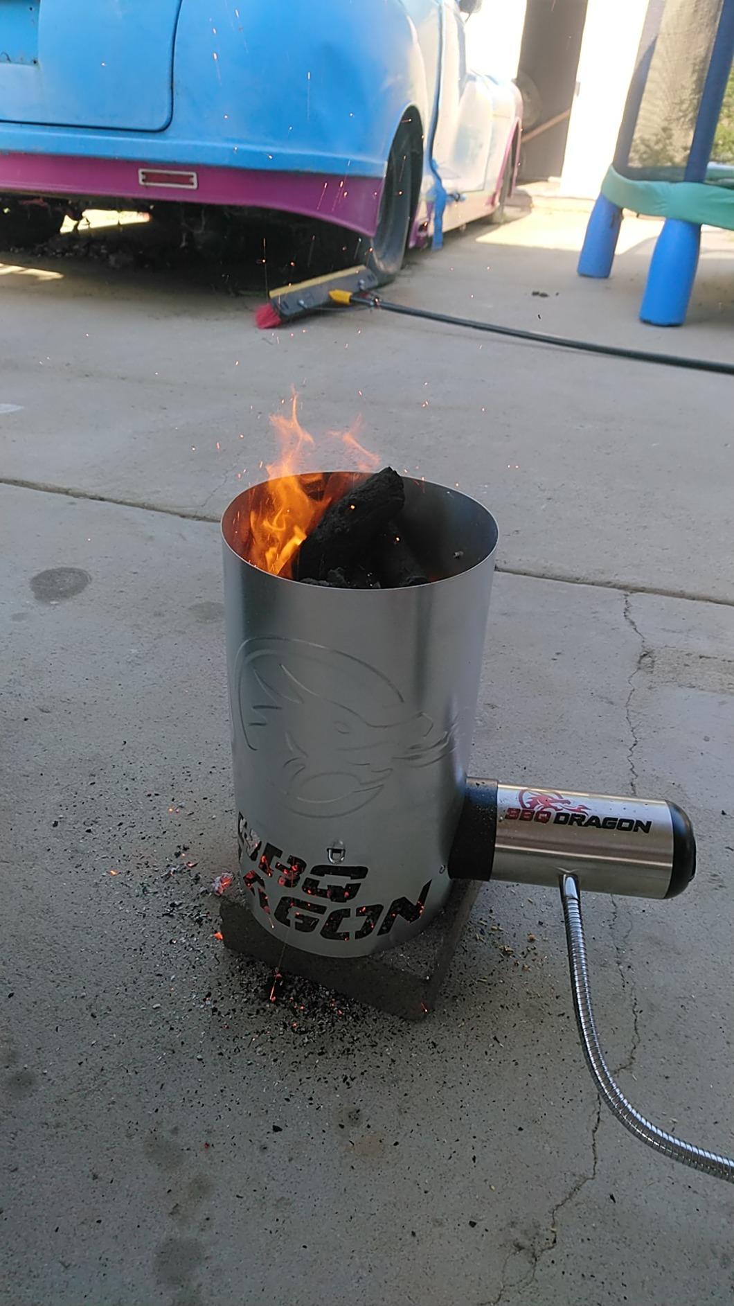 BBQ Dragon Chimney of Insanity Charcoal Starter — Field & Stream Best Overall Charcoal Chimney — Fast Lighting with Patented Airflow Elbow — Ready-to-Cook Coals in 3 Minutes Using BBQ Dragon Fan customer photo 2