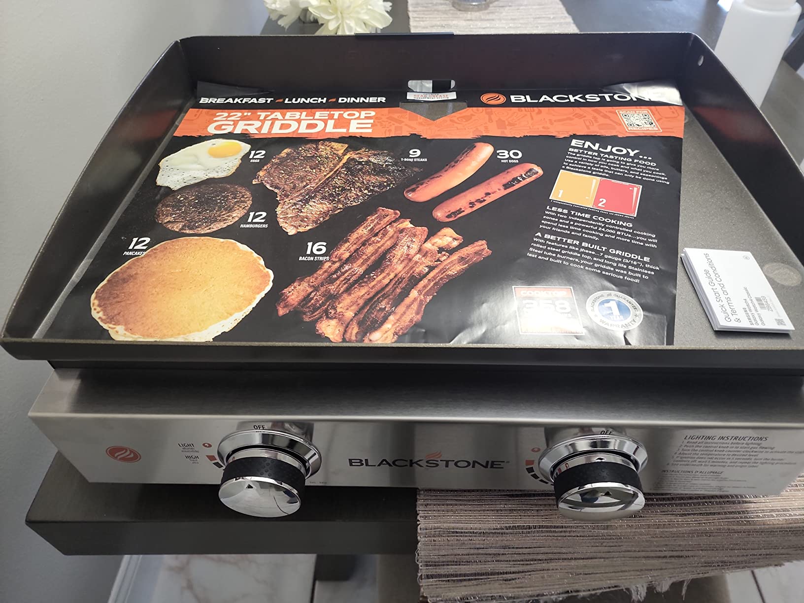 Blackstone 1666 22” Tabletop Griddle with Stainless Steel Faceplate, Powder Coated Steel, Black customer photo 1