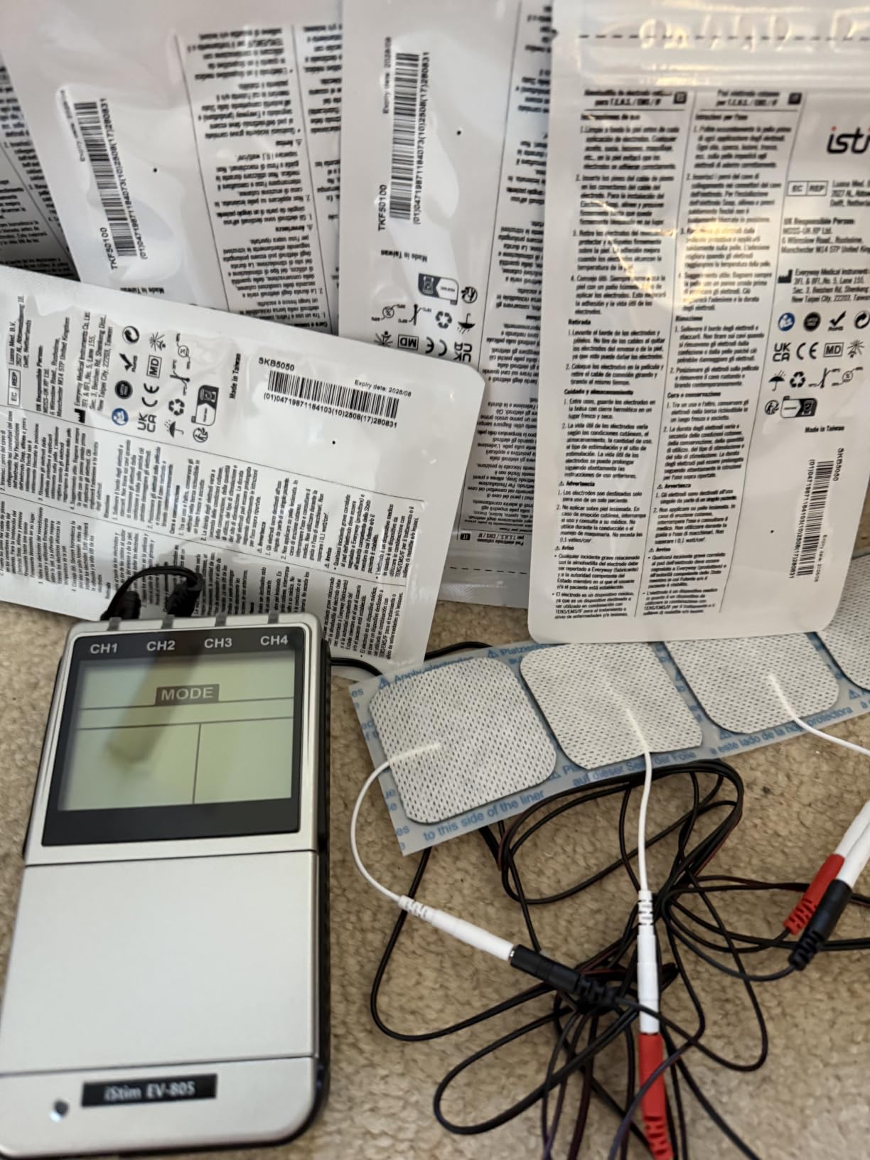 iSTIM EV-805 TENS EMS 4 Channel Rechargeable Combo Machine Unit - Muscle Stimulator + Back Pain Relief and Management- 24 Programs/Backlit (Including Electrodes Pads) customer photo 2