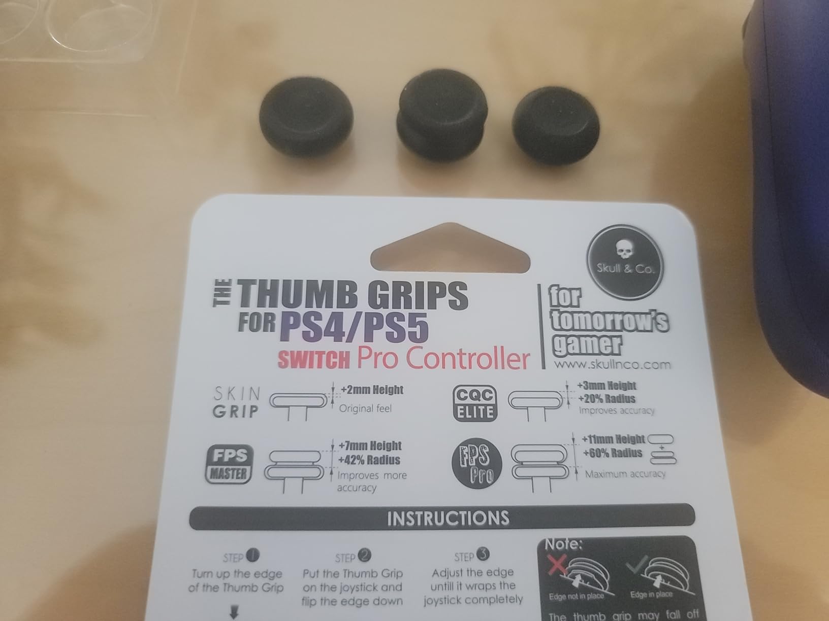 Skull & Co. Skin, CQC and FPS Thumb Grip Set Joystick Cap Analog Stick Cap for Nintendo Switch Pro Controller & PS5 / PS4 / Slim/Pro Controller- Black, 3Pairs(6pcs) customer photo 1