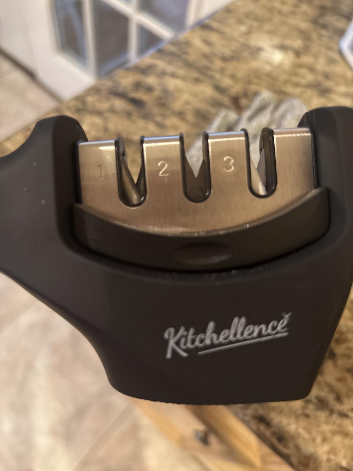 4-in-1 Kitchen Knife Accessories: 3-Stage Knife Sharpener Helps Repair, Restore, Polish Blades and Cut-Resistant Glove (Black) customer photo 2