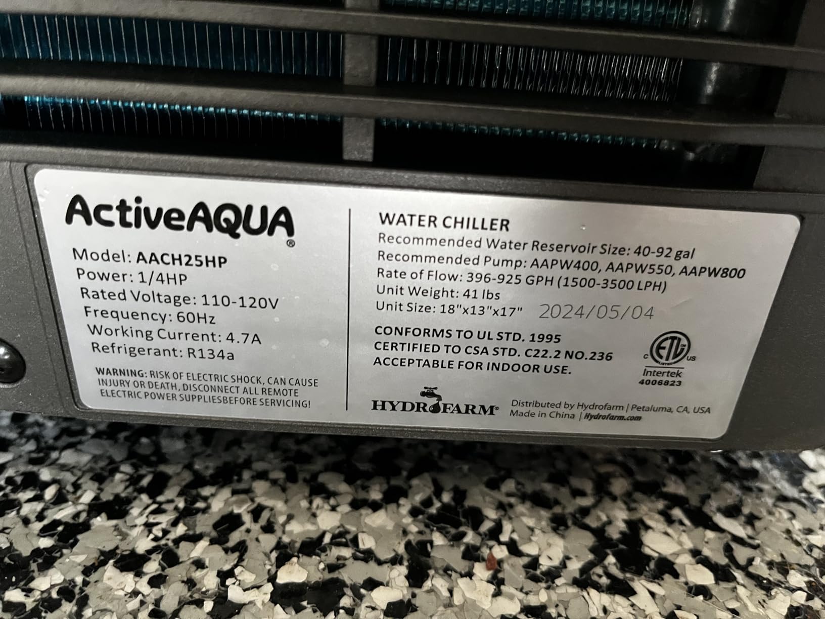 Active Aqua Hydroponic Water Chiller, 0.25 HP, Pure Titanium, 40-92 Gallon | Portable Cooling System with Boost Function for Aquaponics, Cold Plunge Baths & Aquariums, Evaporator Cooler for Reservoirs customer photo 1