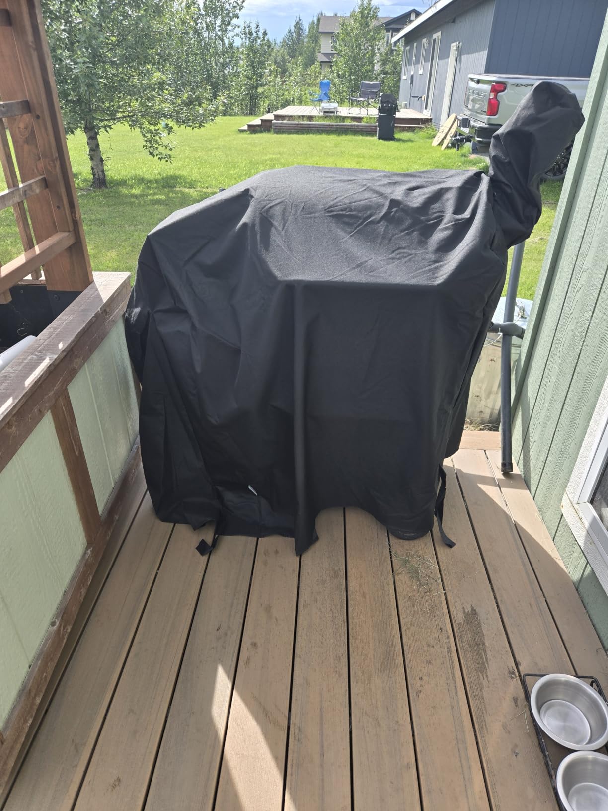 SunPatio Outdoor Heavy Duty Waterproof Grill Cover, Compatible for Traeger 20 Series Wood Pellet, Tailgater and Recteq 340 Grills, Full Length Barbecue Cover, All Weather Protection, Black customer photo 1
