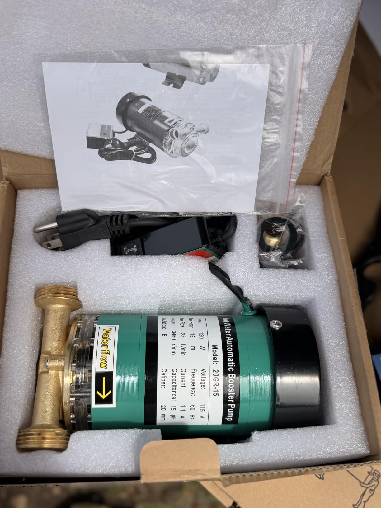 Automatic Water Pressure Booster Pump Max.H 49ft Max.Flow7GPM Shower Booster Pump Water Circulator Circulation Pump 1 inch Outlet 120W with Water Flow Switch customer photo 1