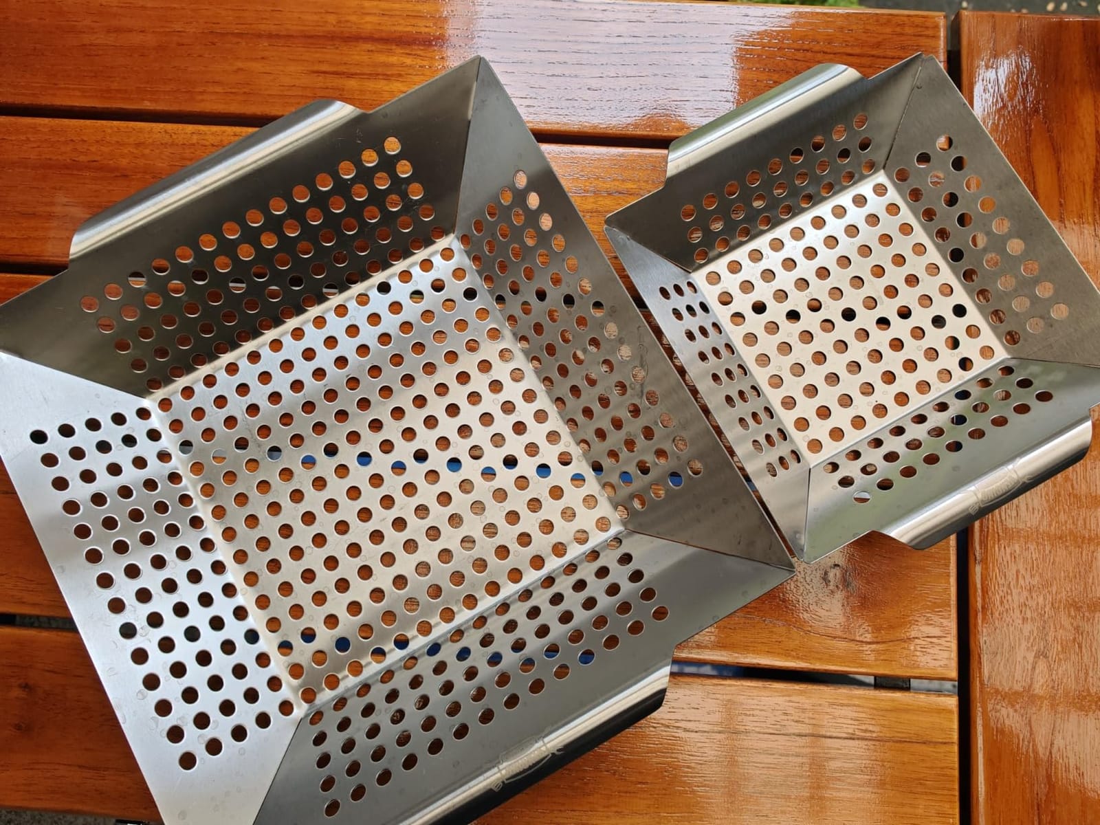 3 Pack Grill Baskets for Outdoor Grill, Heavy Duty Stainless Veggie Pan Set customer photo 2