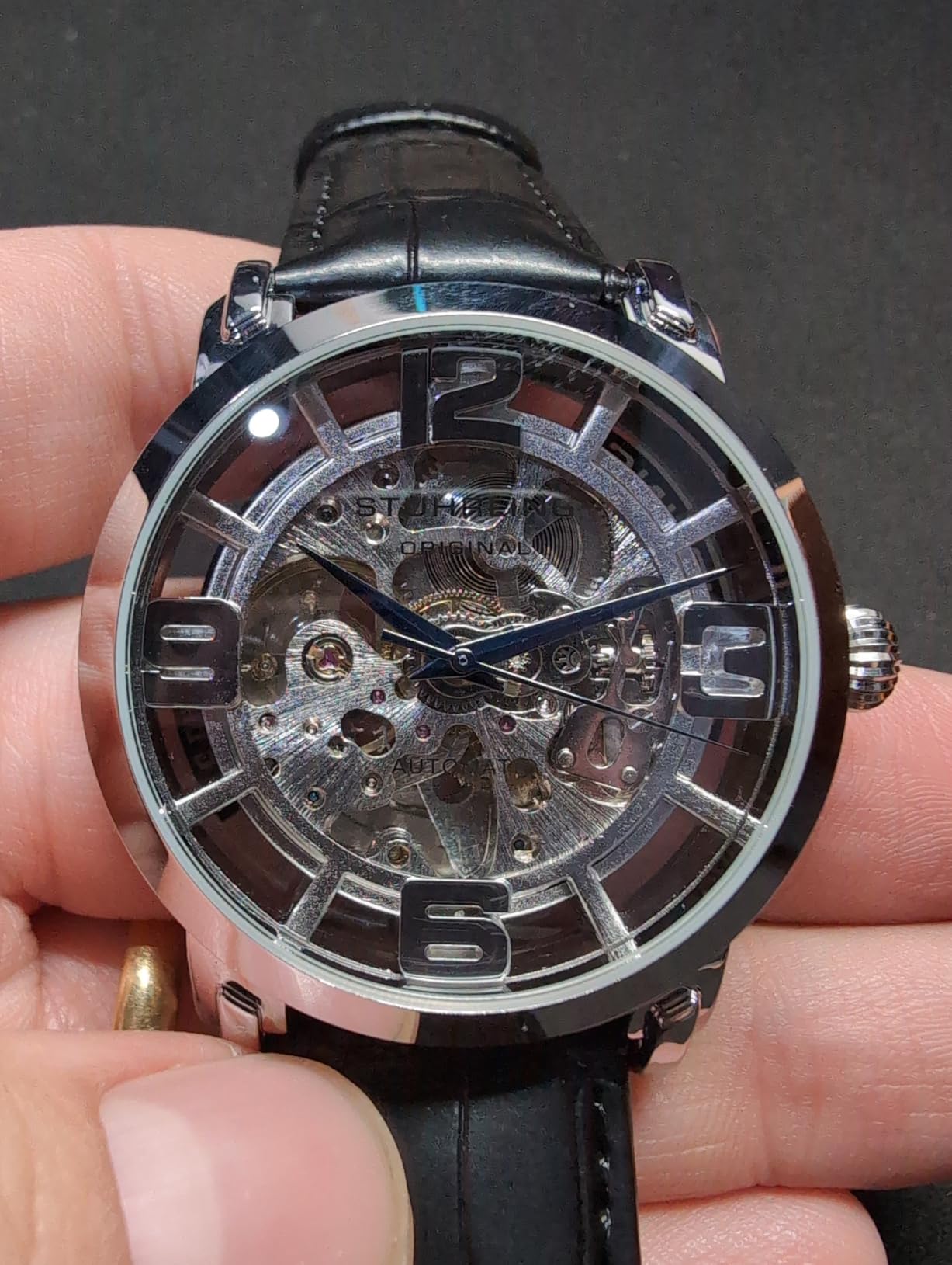 Stührling Original Men’s Skeleton Automatic Watch – Winchester 44 Elite, Stainless Steel Case, Mechanical Movement, Leather Strap customer photo 2