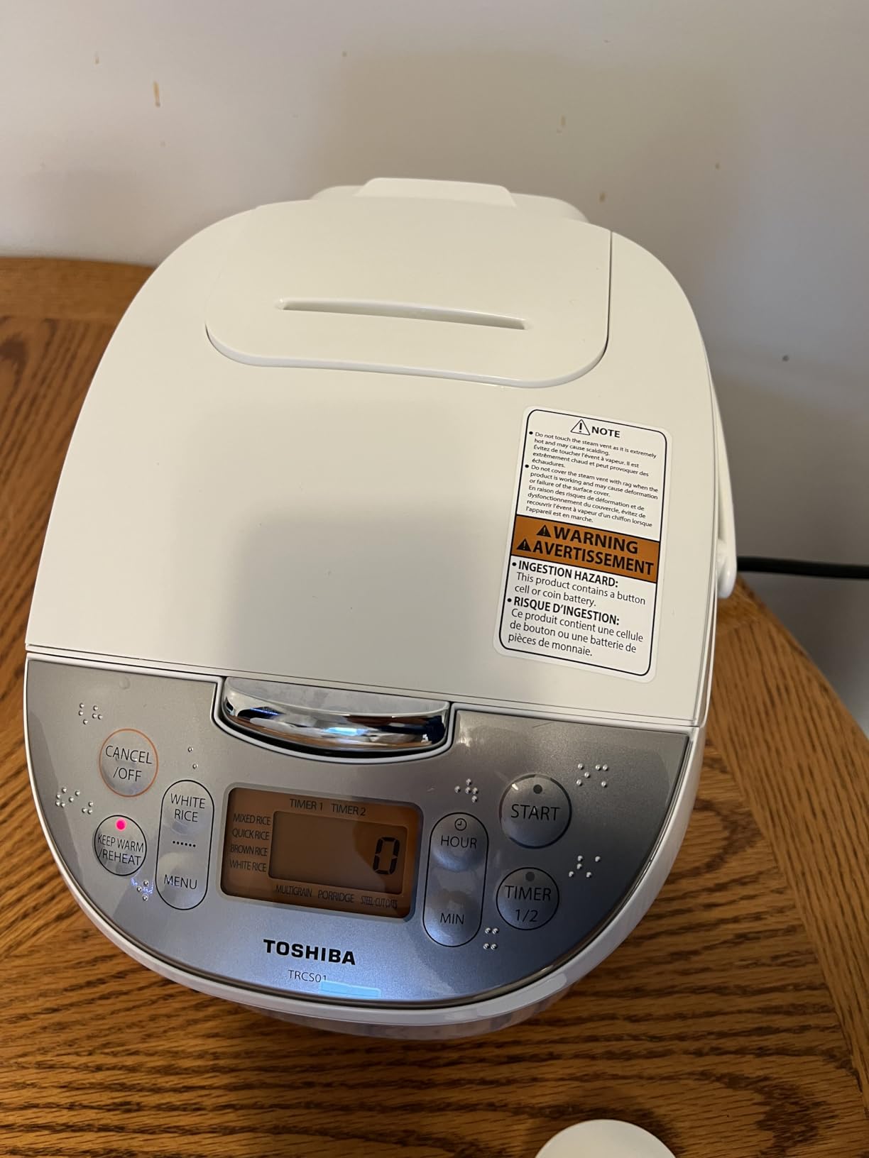 Toshiba Rice Cooker 6 Cup Uncooked – Japanese Rice Cooker with Fuzzy Logic Technology, 7 Cooking Functions, Digital Display, 2 Delay Timers and Auto Keep Warm, Non-Stick Inner Pot, White customer photo 2