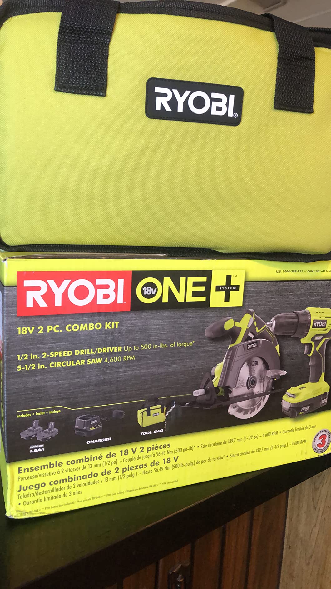 Ryobi P1816 18V Drill and Circular Saw Starter Kit with Two 1.5Ah Batteries and Charger customer photo 2