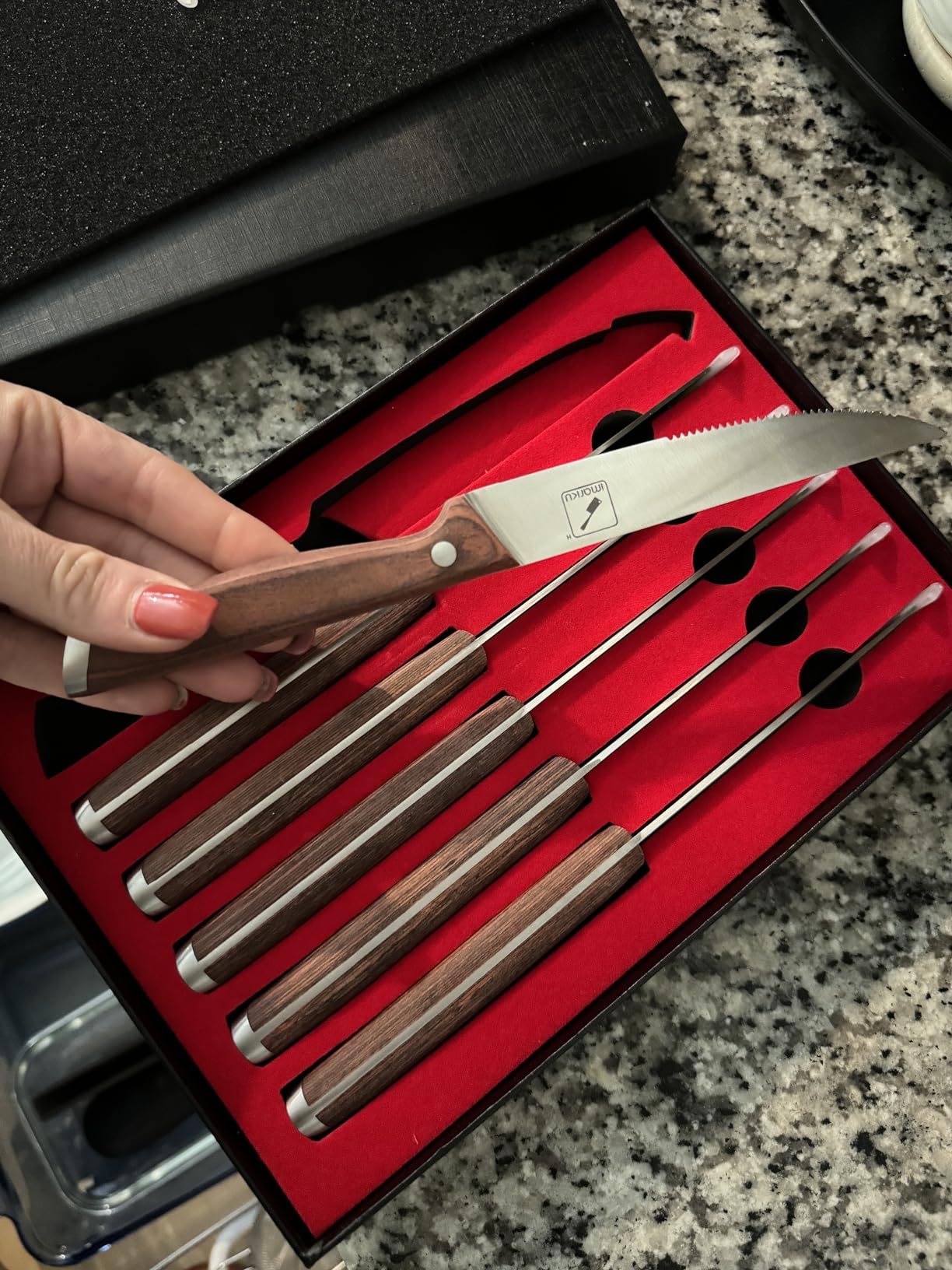 imarku Steak Knives Set of 6, Japanese HC Steel, 5